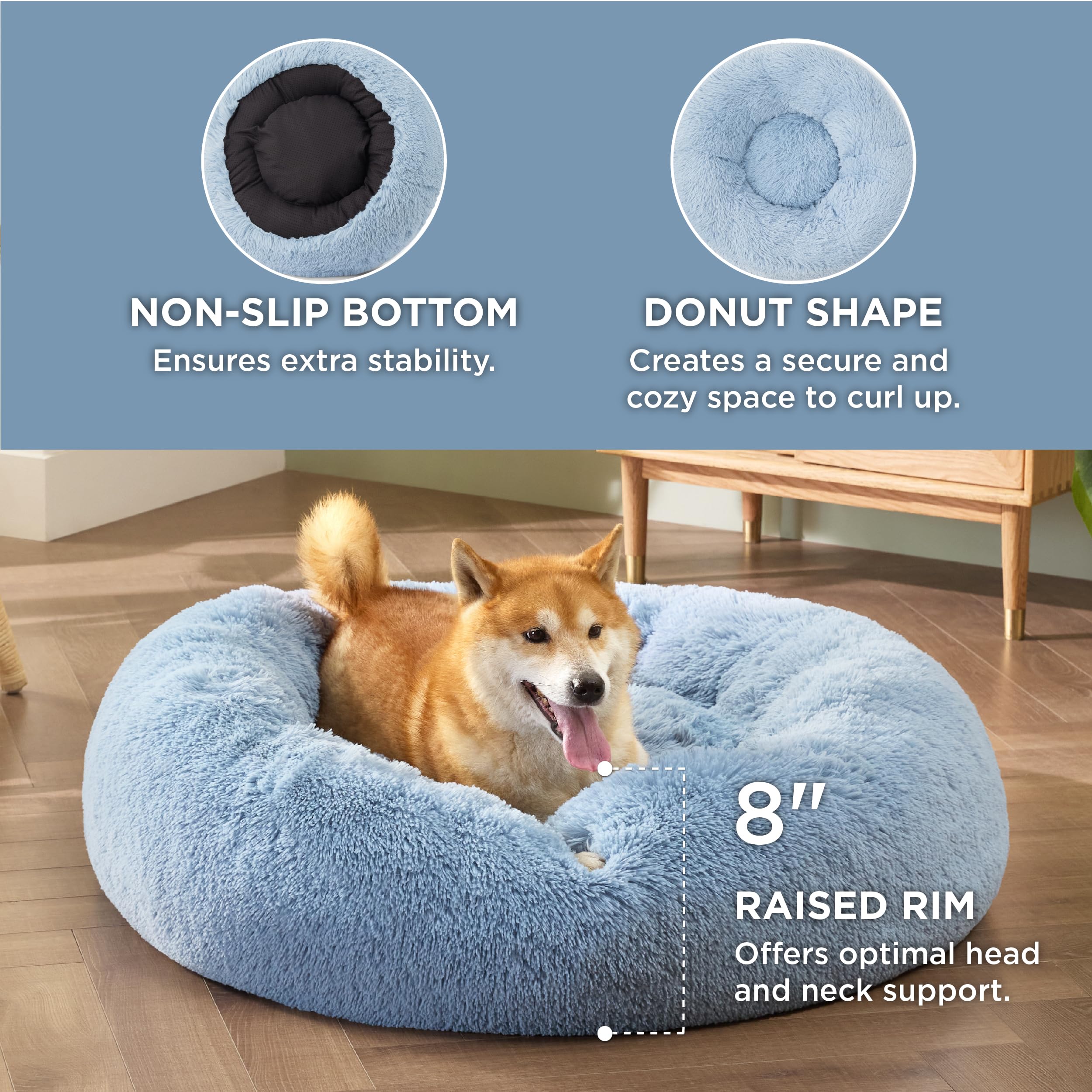 Foto 4 pulgar | Cama Para Perros Bedsure Calming Donut, Lavable Para Perros De Tamaño Mediano, Color Azul - Venta Internacional.