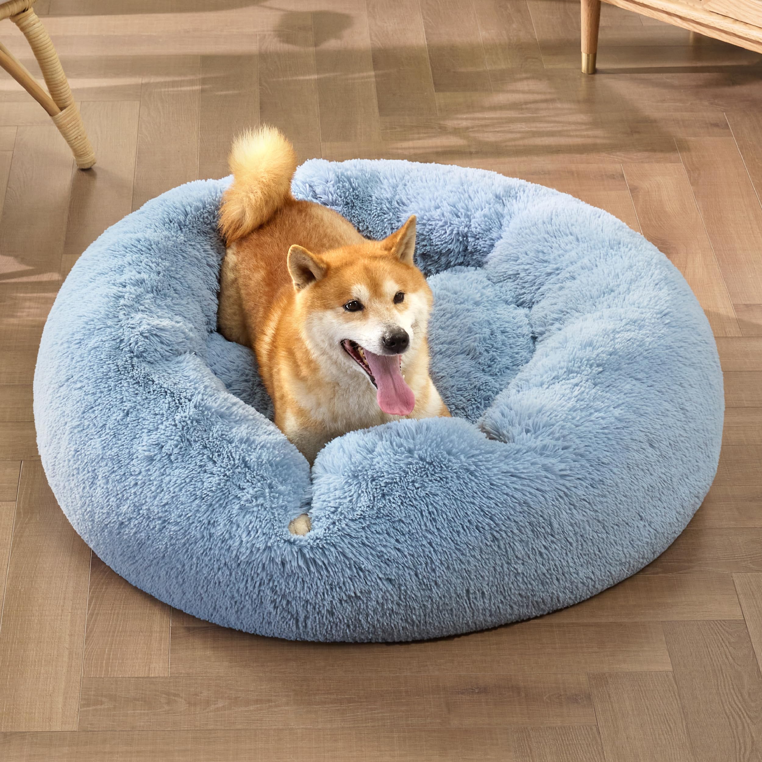 Foto 5 pulgar | Cama Para Perros Bedsure Calming Donut, Lavable Para Perros De Tamaño Mediano, Color Azul - Venta Internacional.