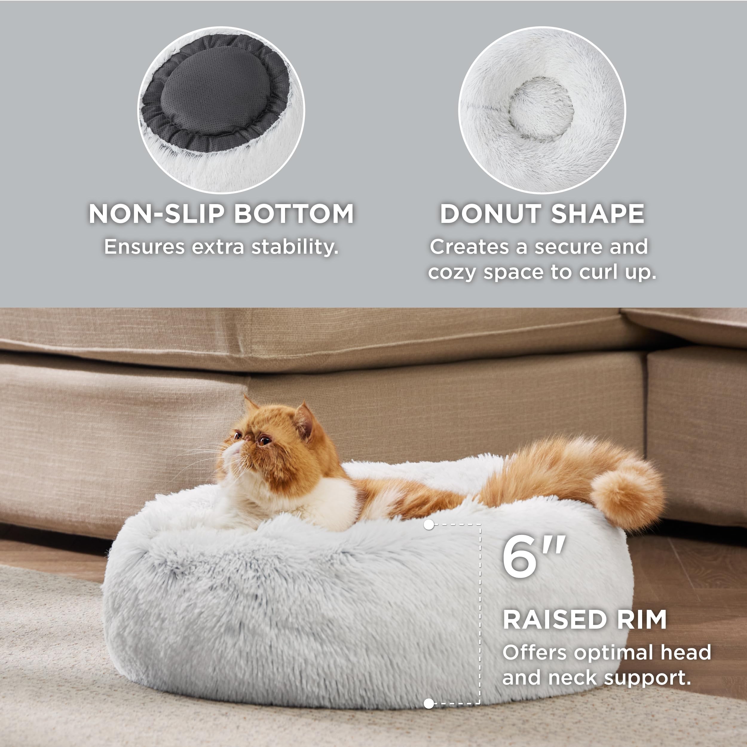 Foto 3 pulgar | Cama Para Gatos, Relajante, Lavable, 50 Cm, Antideslizante, Redonda, Gris Escarcha - Venta Internacional.