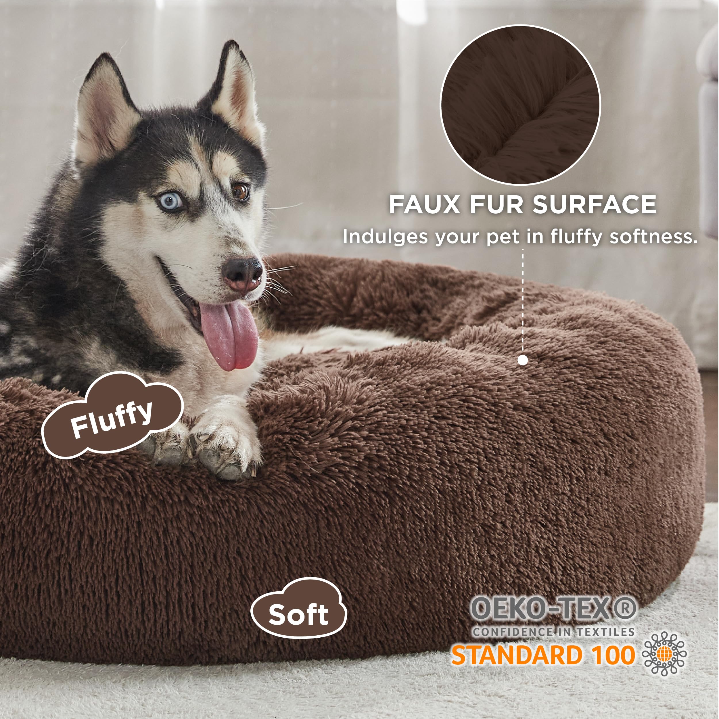 Foto 3 pulgar | Cama Para Perros, Relajante, Rosquilla, Lavable Para Perros Grandes, Café - Venta Internacional.