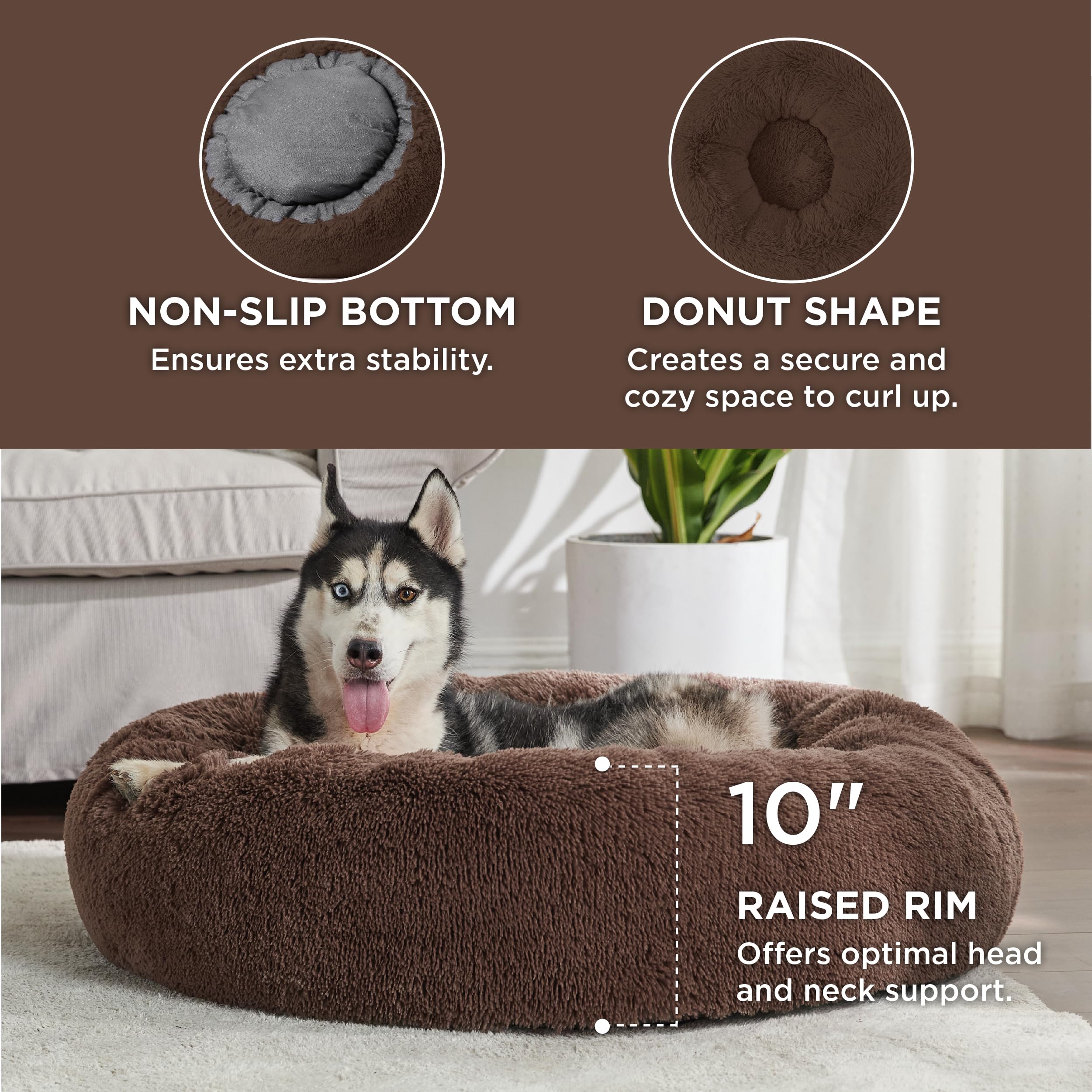 Foto 4 pulgar | Cama Para Perros, Relajante, Rosquilla, Lavable Para Perros Grandes, Café - Venta Internacional.