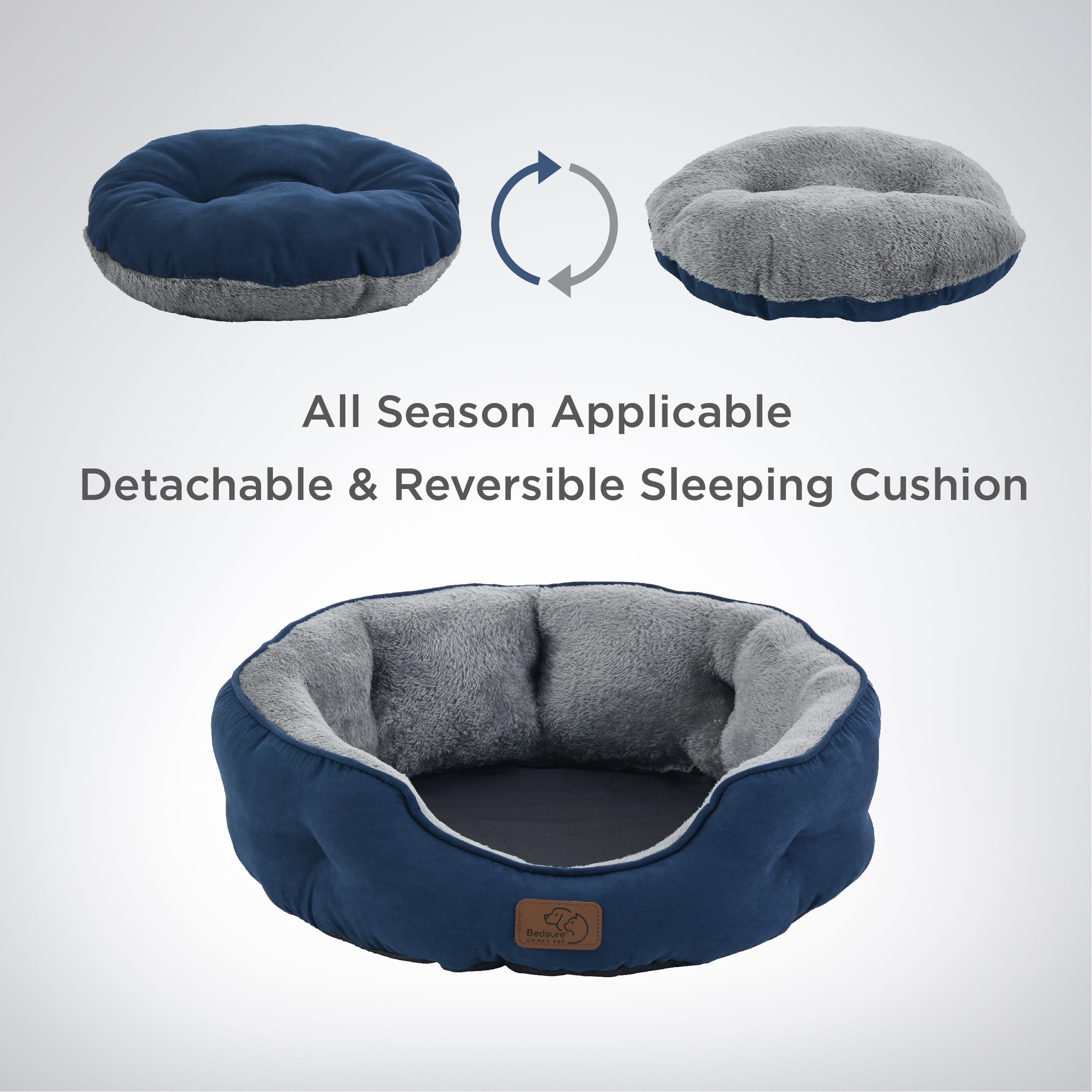 Foto 5 pulgar | Cama Redonda Para Perros Y Gatos Pequeños, 63 Cm, Color Azul Marino - Venta Internacional.