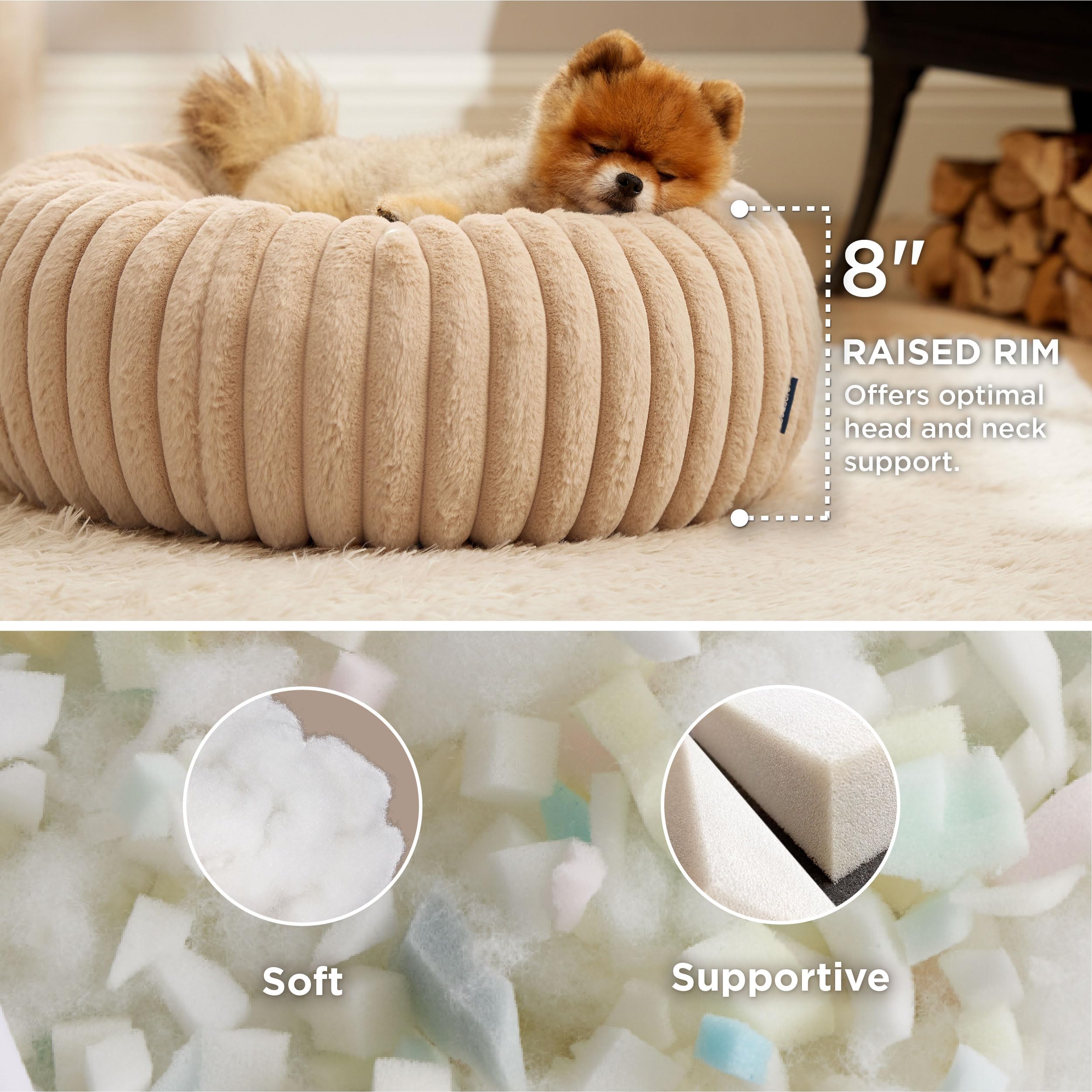 Foto 3 pulgar | Cama Para Mascotas Bedsure Donut Para Perros Pequeños, Forro Polar De Pana, Color Canela - Venta Internacional.