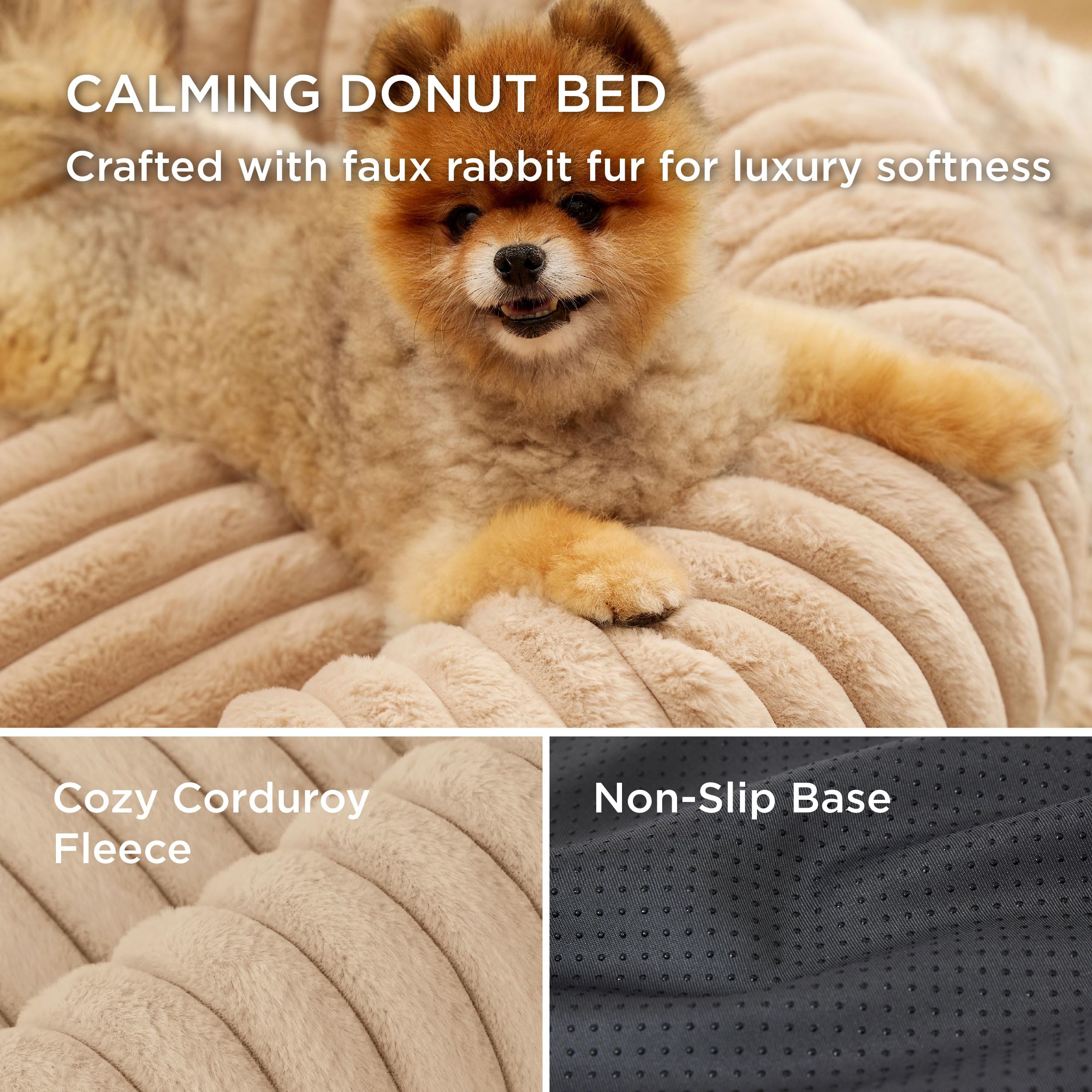 Foto 4 pulgar | Cama Para Mascotas Bedsure Donut Para Perros Pequeños, Forro Polar De Pana, Color Canela - Venta Internacional.