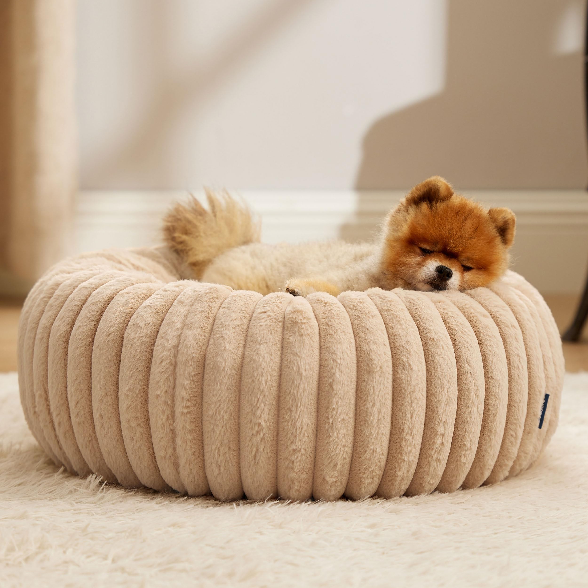 Foto 8 pulgar | Cama Para Mascotas Bedsure Donut Para Perros Pequeños, Forro Polar De Pana, Color Canela - Venta Internacional.