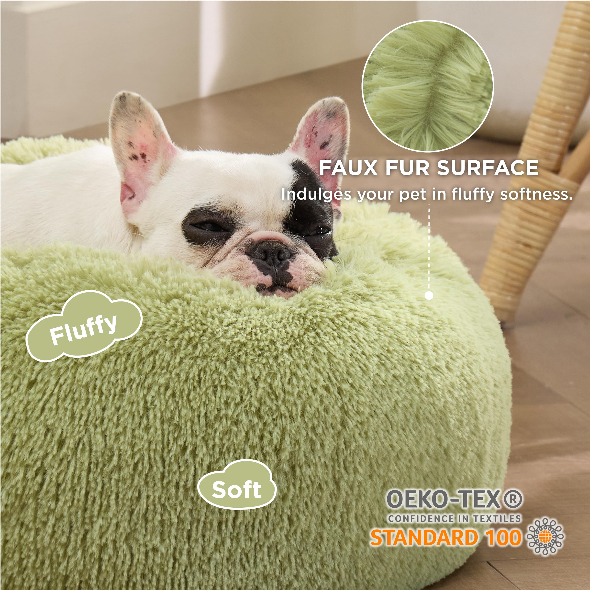 Foto 3 pulgar | Cama Para Perros Bedsure Calming Donut, Lavable Para Perros Pequeños, Color Verde - Venta Internacional.
