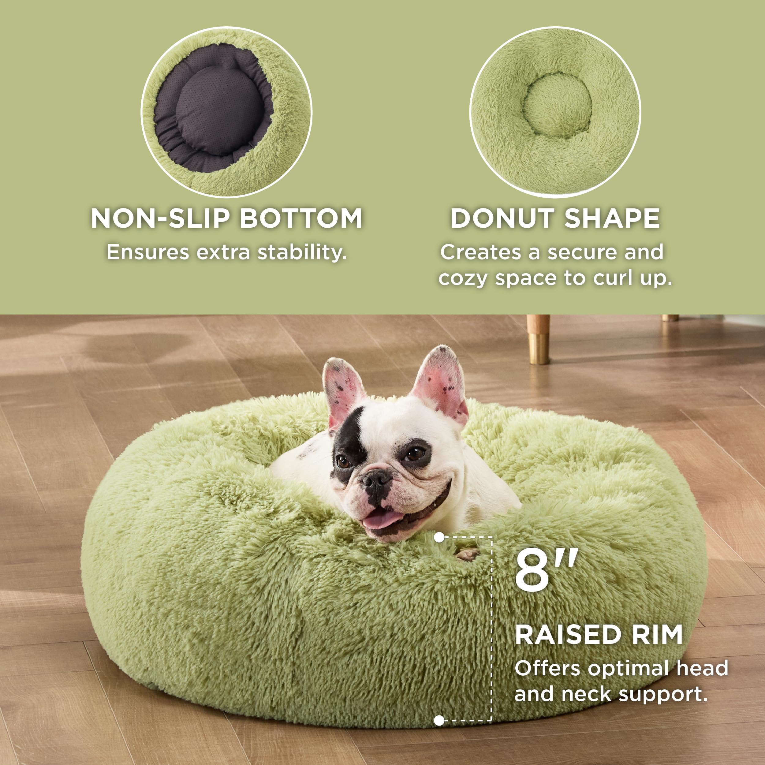 Foto 4 pulgar | Cama Para Perros Bedsure Calming Donut, Lavable Para Perros Pequeños, Color Verde - Venta Internacional.