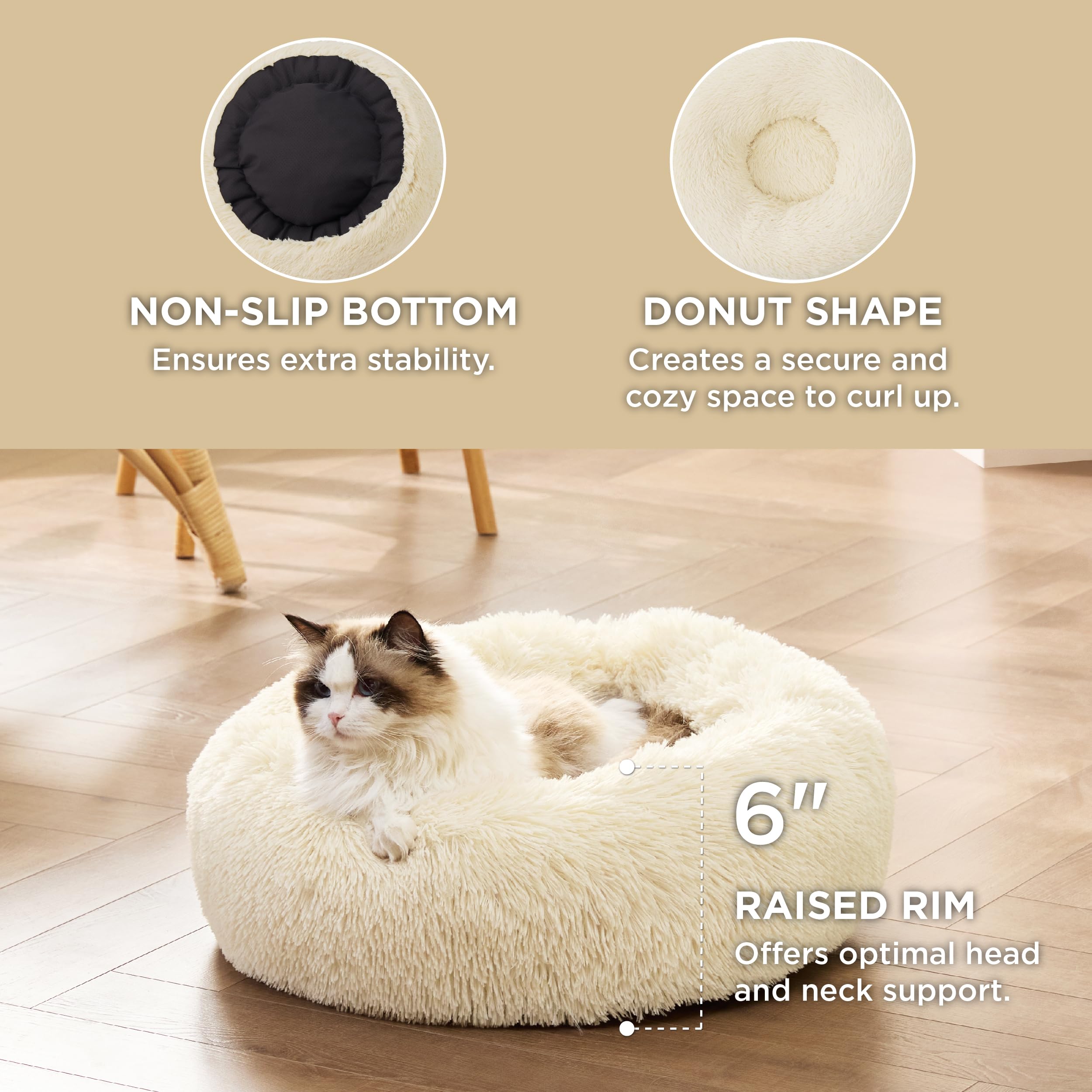 Foto 4 pulgar | Cama Calmante Para Gatos, Pequeña, Lavable, Redonda, Con Leche De Avena, 7 Kg - Venta Internacional.