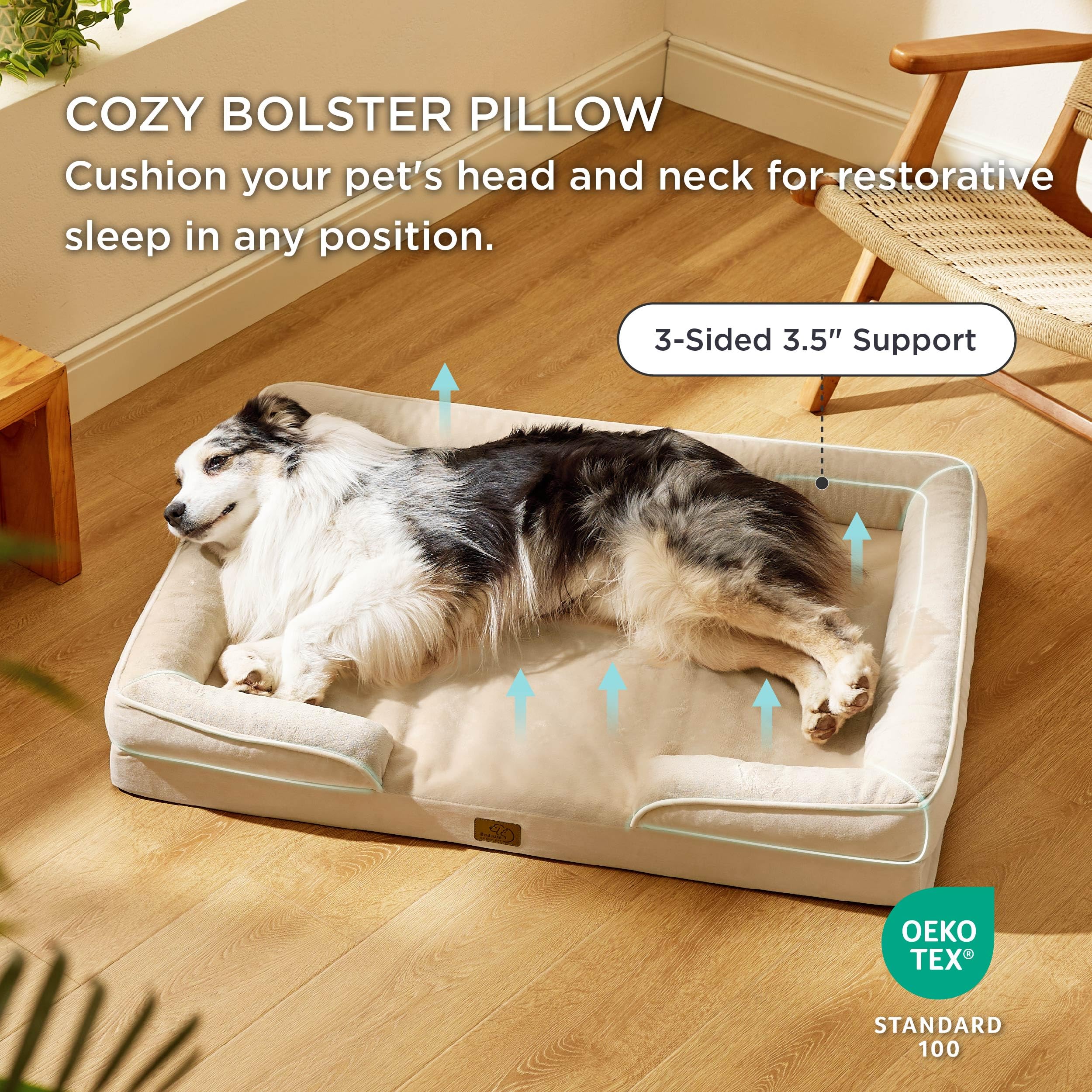 Foto 5 pulgar | Cama Ortopédica Para Perros Extragrandes, Talla Xl, Color Caqui Claro - Venta Internacional.