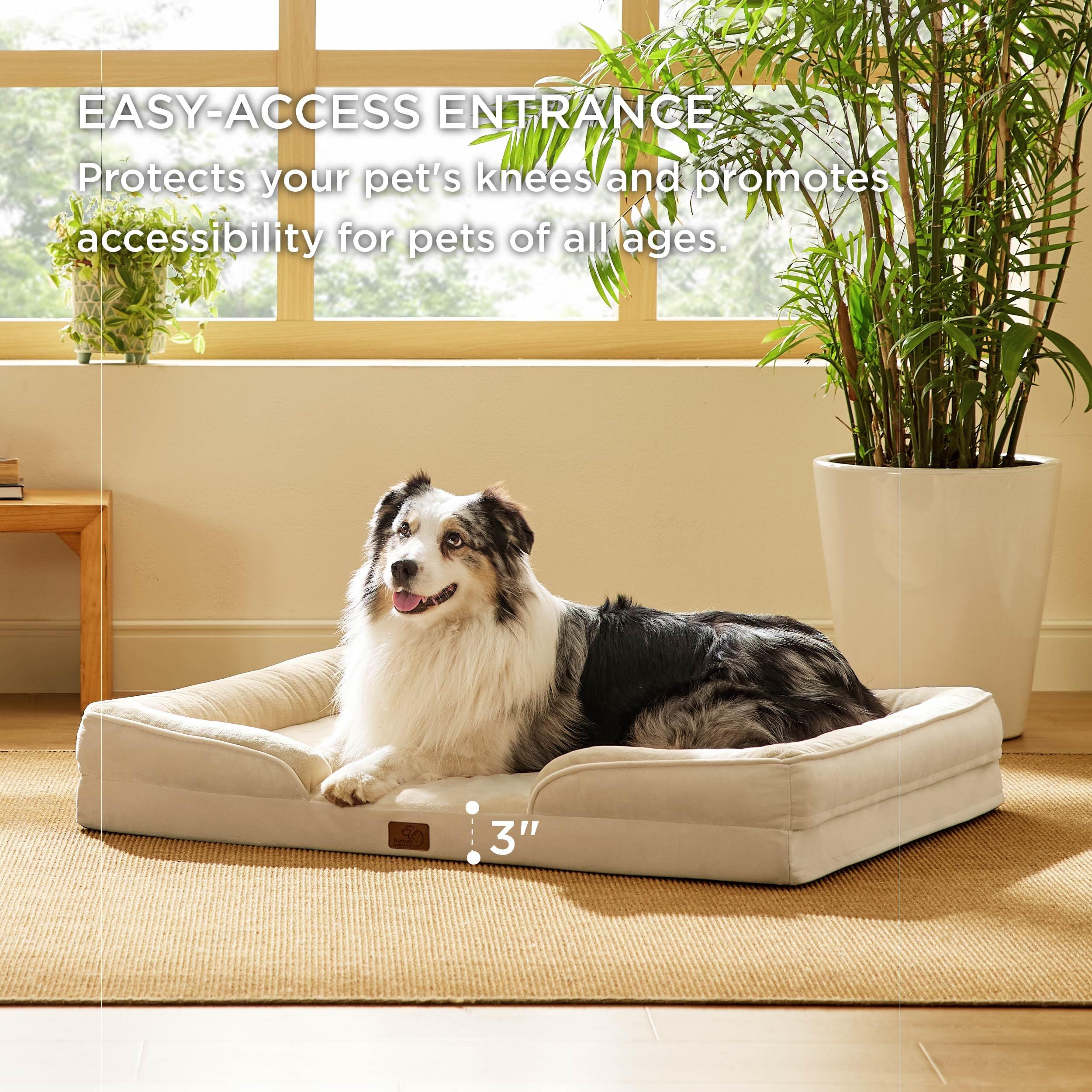 Foto 6 pulgar | Cama Ortopédica Para Perros Extragrandes, Talla Xl, Color Caqui Claro - Venta Internacional.