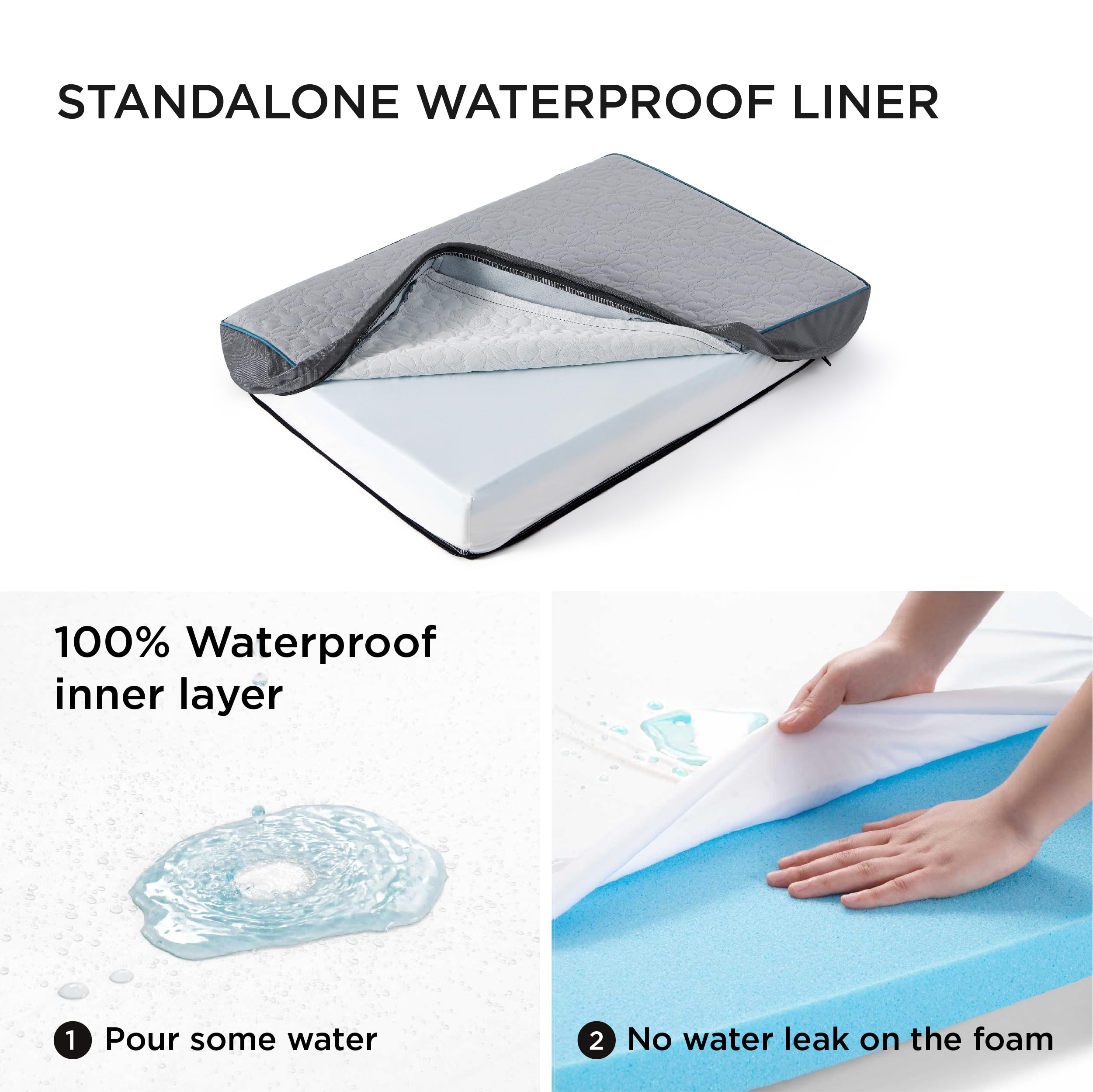 Foto 3 | Cama Para Perros Bedsure, Espuma Viscoelástica Ortopédica Para Perros Medianos, Color Gris - Venta Internacional.