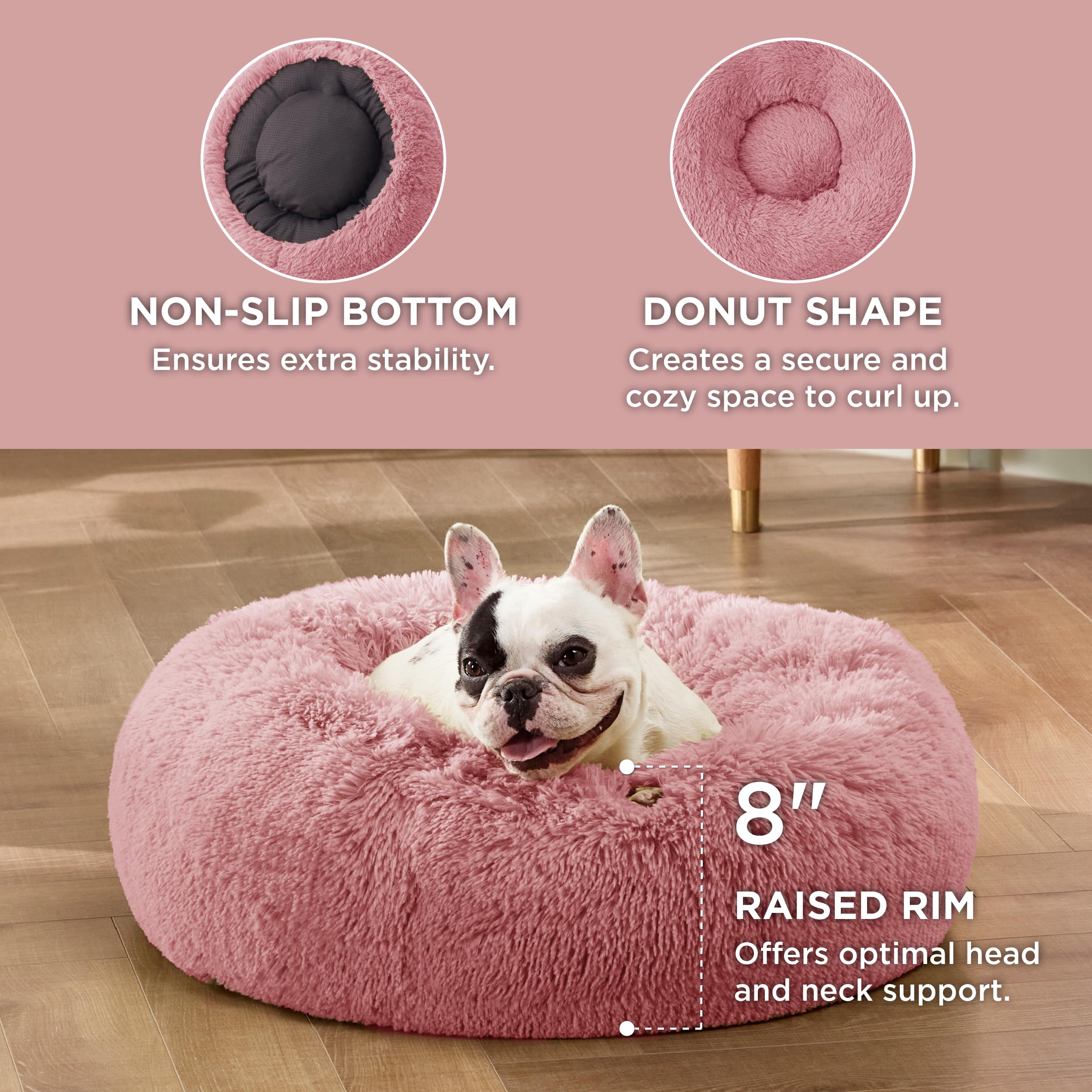 Foto 4 pulgar | Cama Para Perros, Relajante, Rosquilla, Lavable Para Perros Pequeños, Color Malva - Venta Internacional.