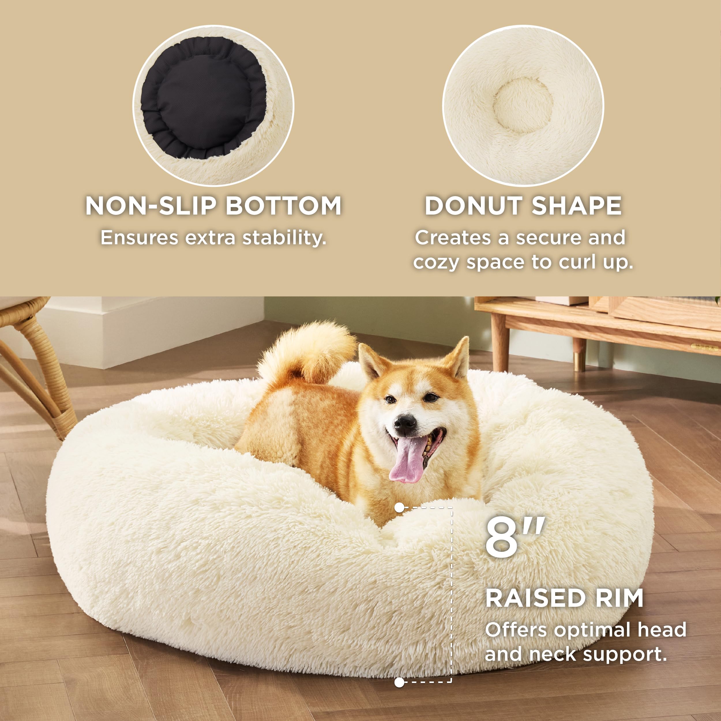 Foto 4 pulgar | Cama Para Perros Bedsure Calming Donut, Lavable Para Perros Medianos - Venta Internacional.