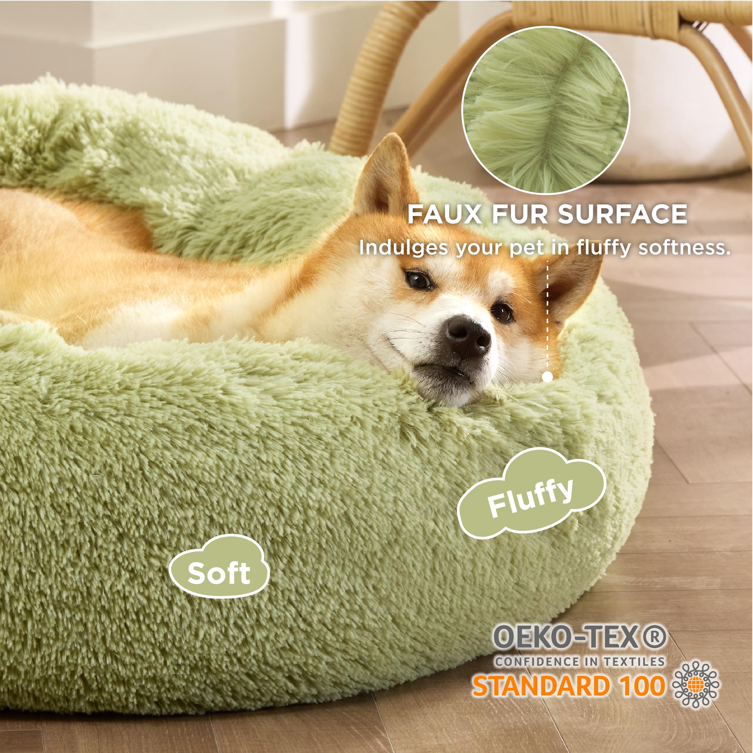 Foto 3 pulgar | Cama Para Perros Bedsure Calming Donut, Lavable Para Perros De Tamaño Mediano, Color Verde - Venta Internacional.
