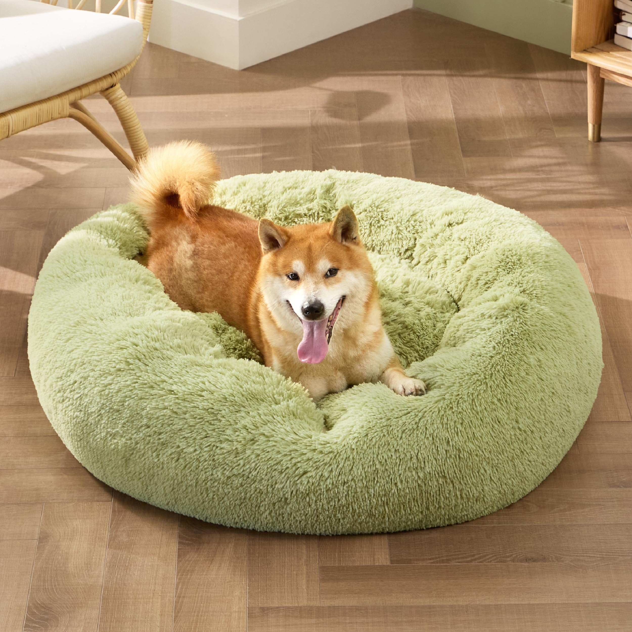 Foto 5 pulgar | Cama Para Perros Bedsure Calming Donut, Lavable Para Perros De Tamaño Mediano, Color Verde - Venta Internacional.