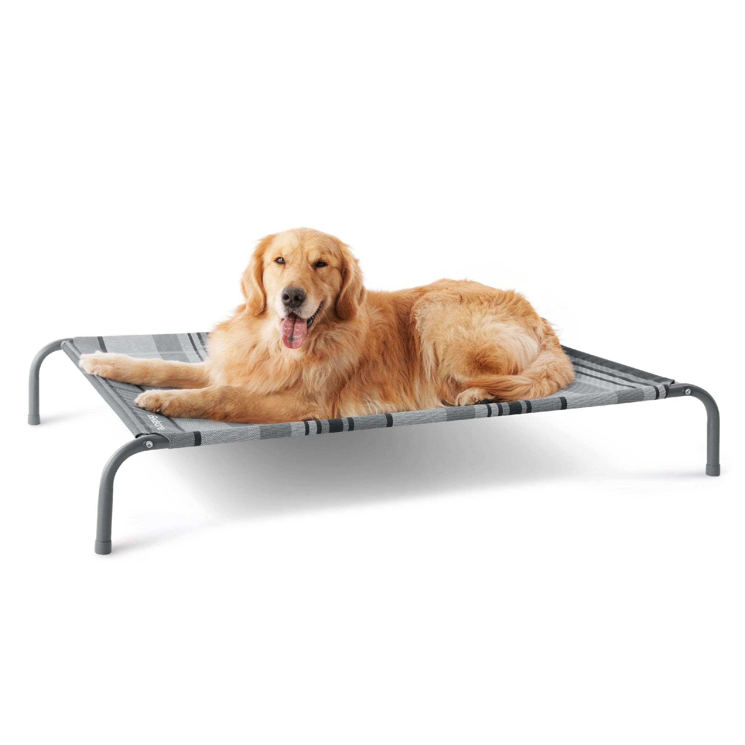 Cama Para Perros, Grande, Elevada, Refrigeración, Exterior, A Rayas, Gris - Venta Internacional.