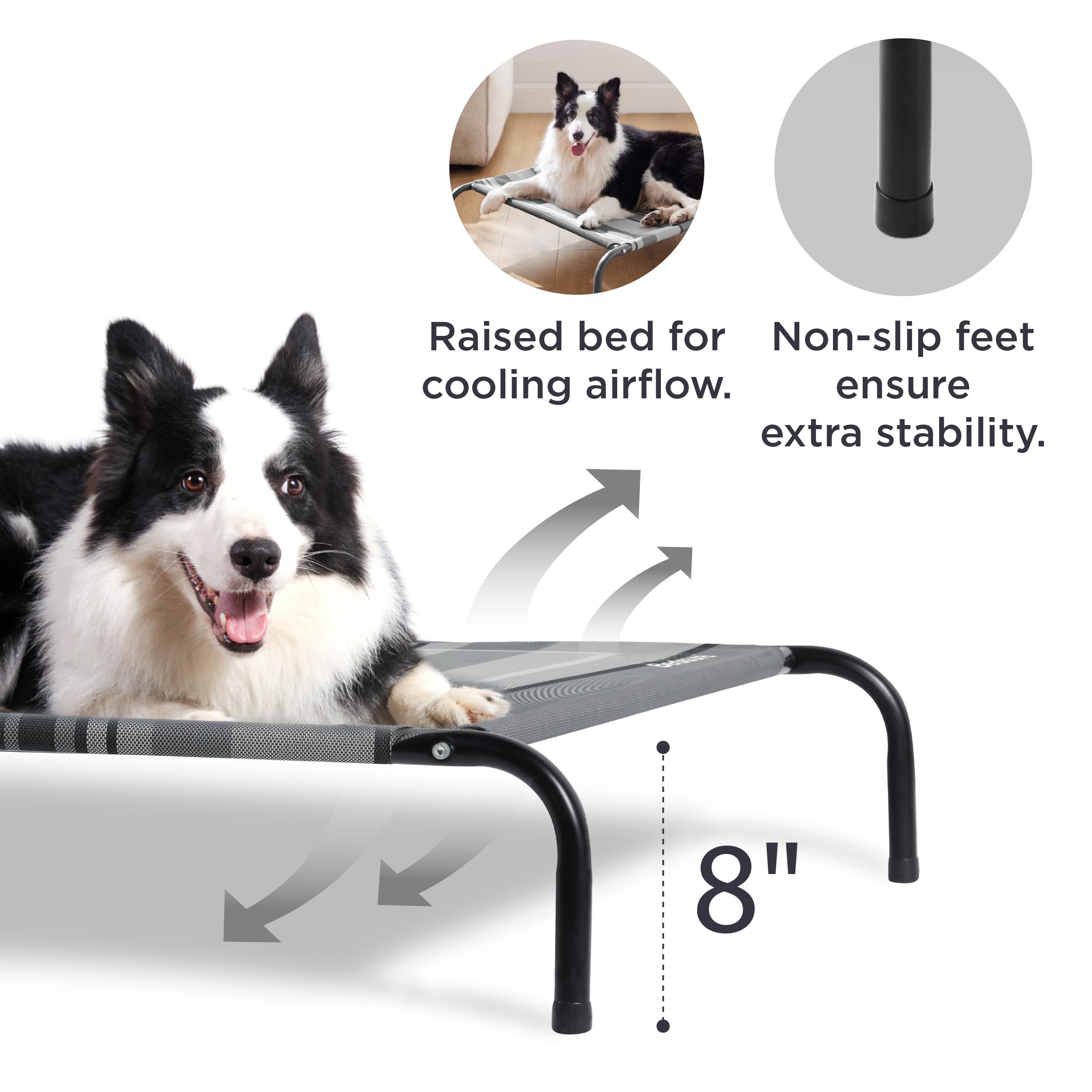 Foto 3 pulgar | Cama Para Perros, Grande, Elevada, Refrigeración, Exterior, A Rayas, Gris - Venta Internacional.