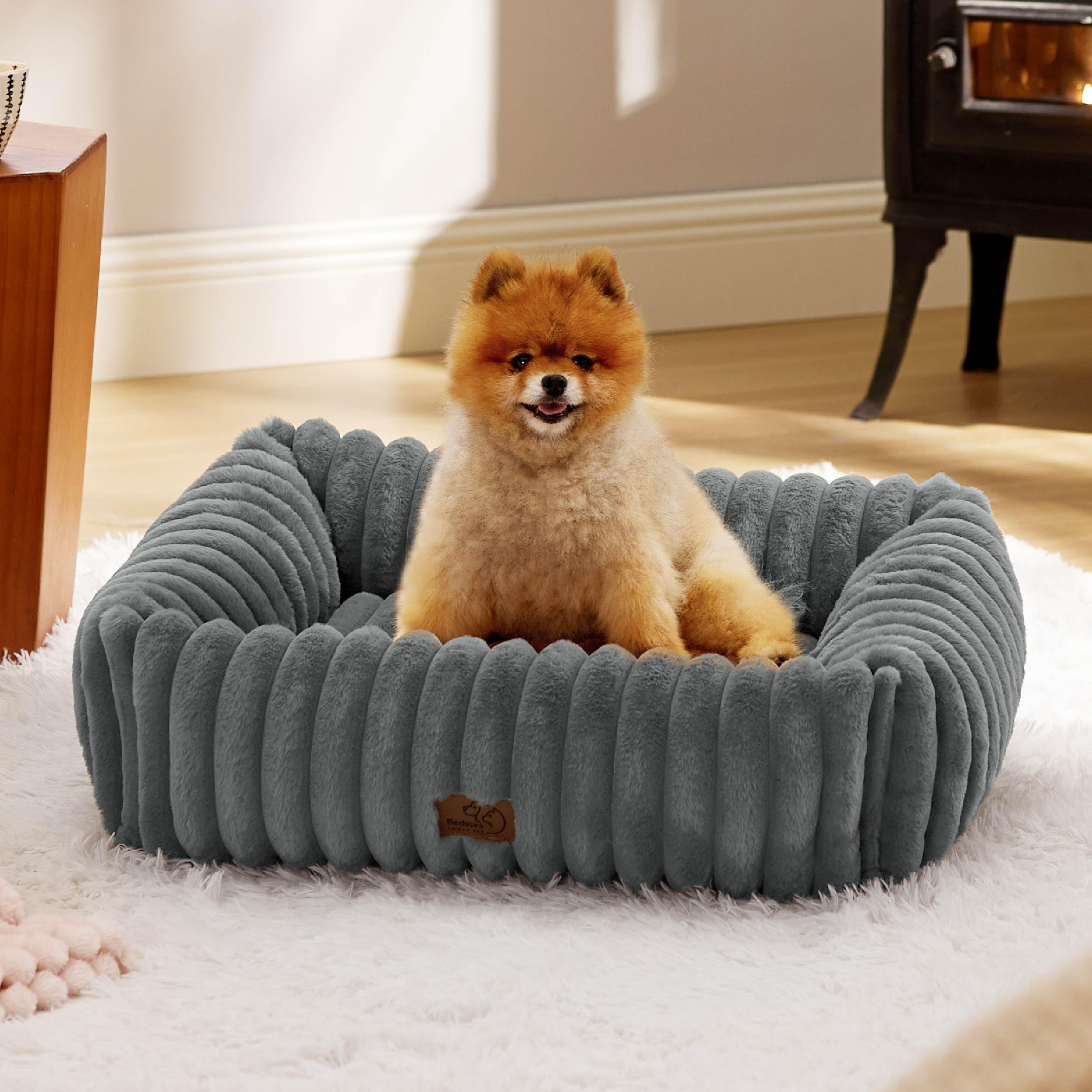 Cama Para Perros, Bonita, Lavable, Ortopédica, Peluda, De Pana, Gris - Venta Internacional.