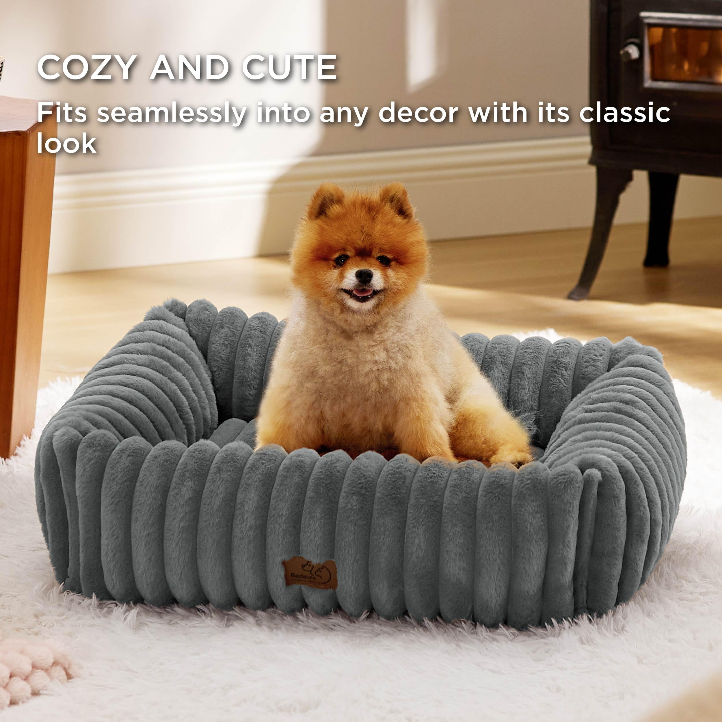 Foto 4 | Cama Para Perros, Bonita, Lavable, Ortopédica, Peluda, De Pana, Gris - Venta Internacional.