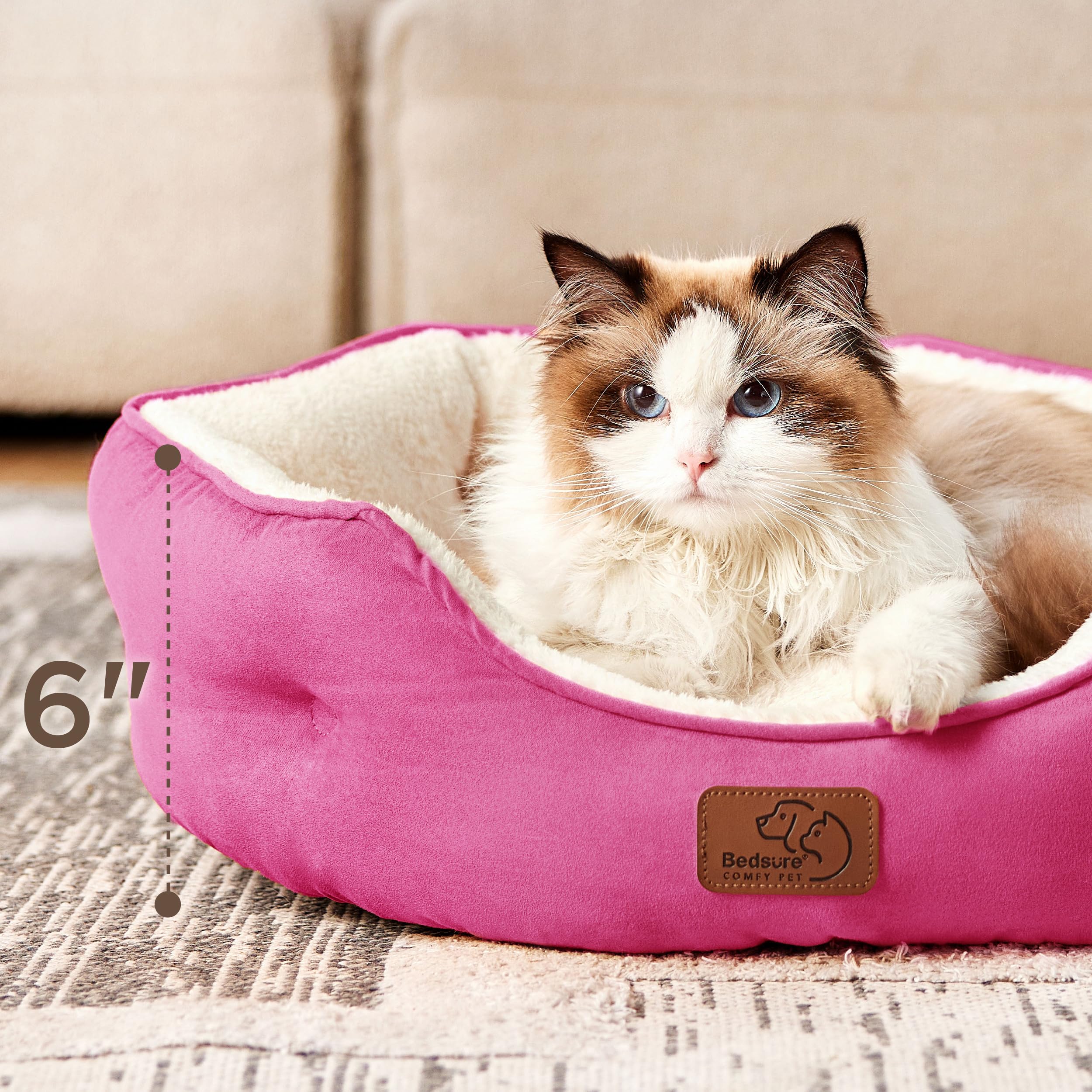 Foto 7 pulgar | Cama Redonda Para Mascotas Para Perros Y Gatos Pequeños, Bolsita Rosa - Venta Internacional.