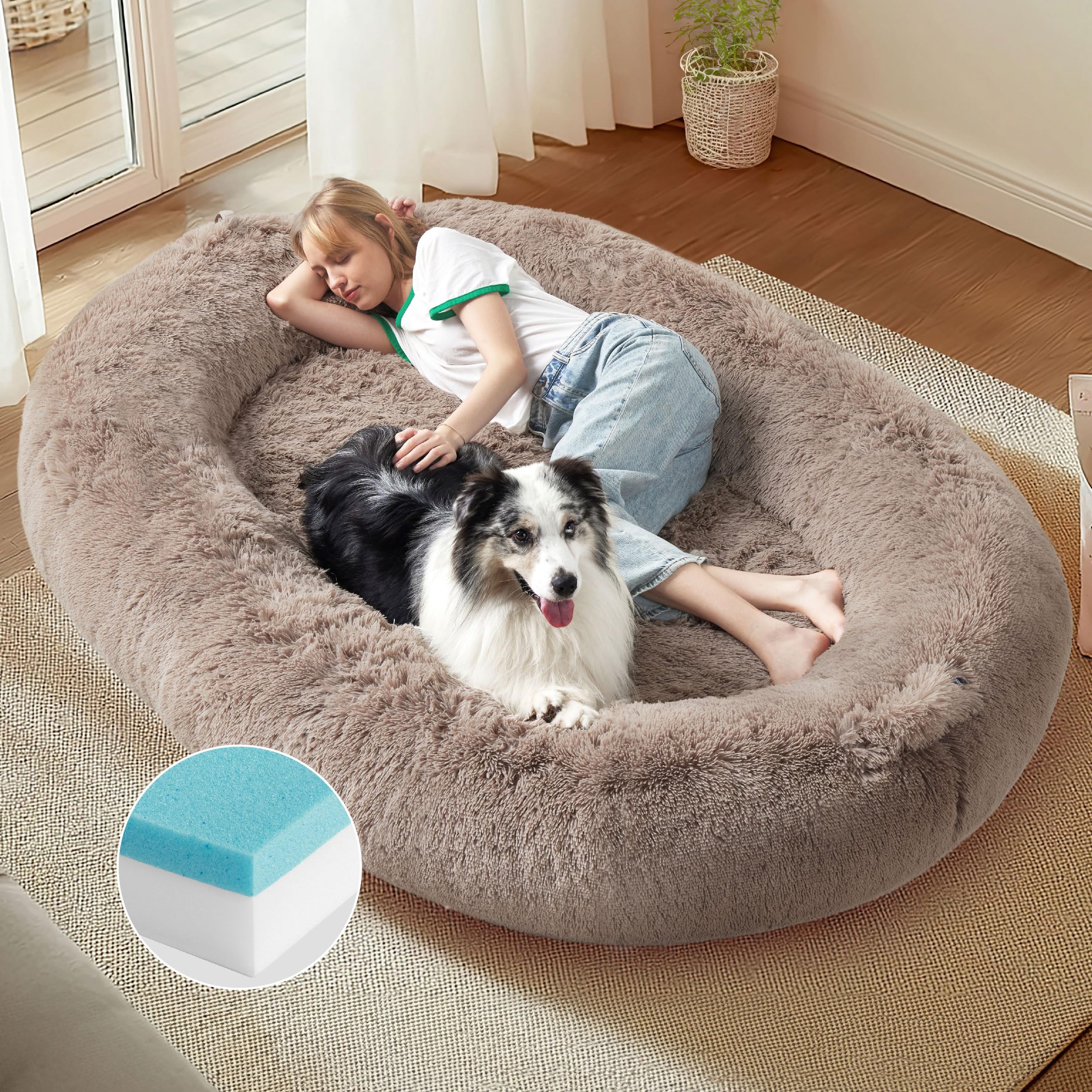 Foto 2 pulgar | Cama Viscoelástica Para Perros Bedsure Para Humanos Y Mascotas, 72 X 48 X 30 Cm - Venta Internacional.
