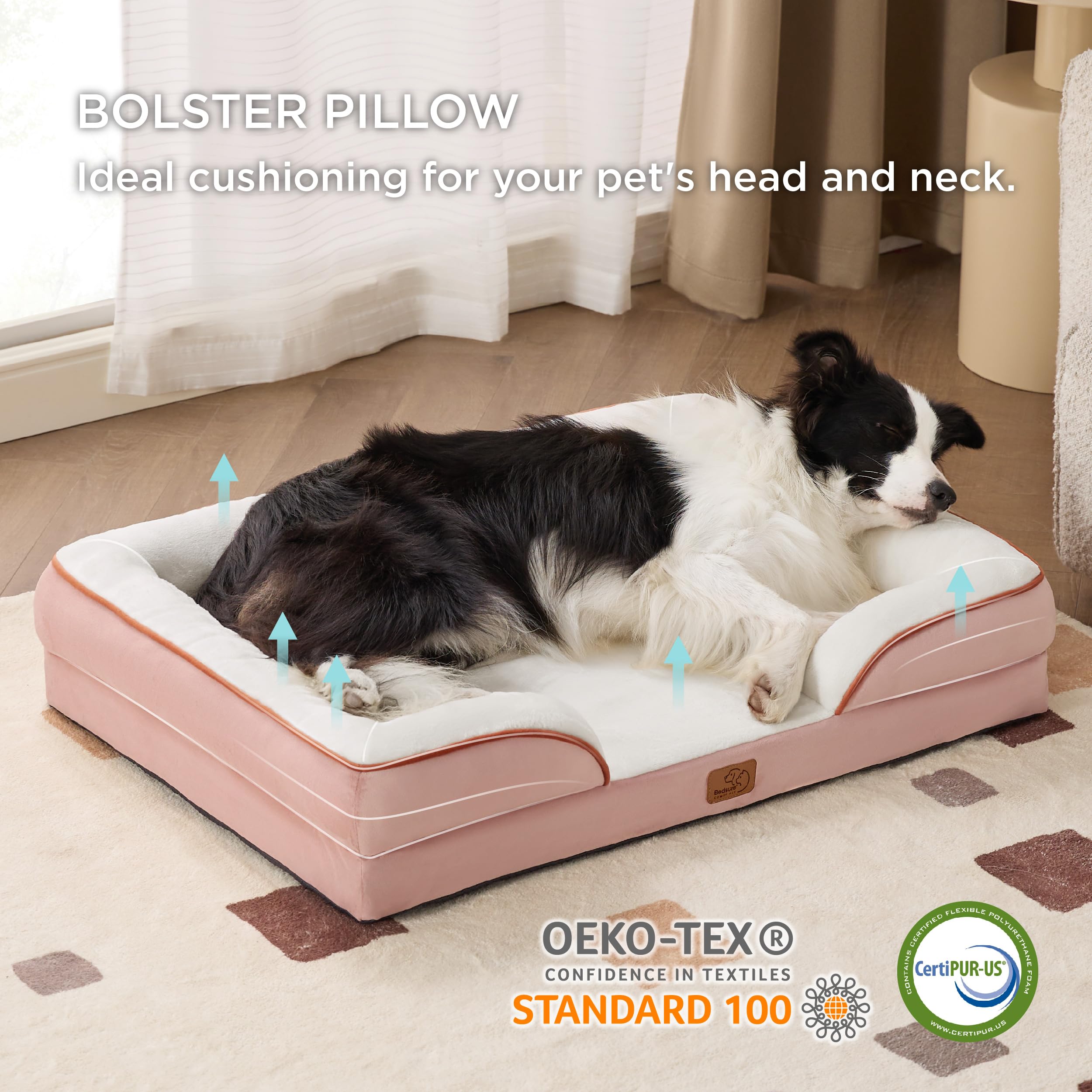 Foto 4 pulgar | Cama Ortopédica Para Perros Grandes, Impermeable, Rosa - Venta Internacional.