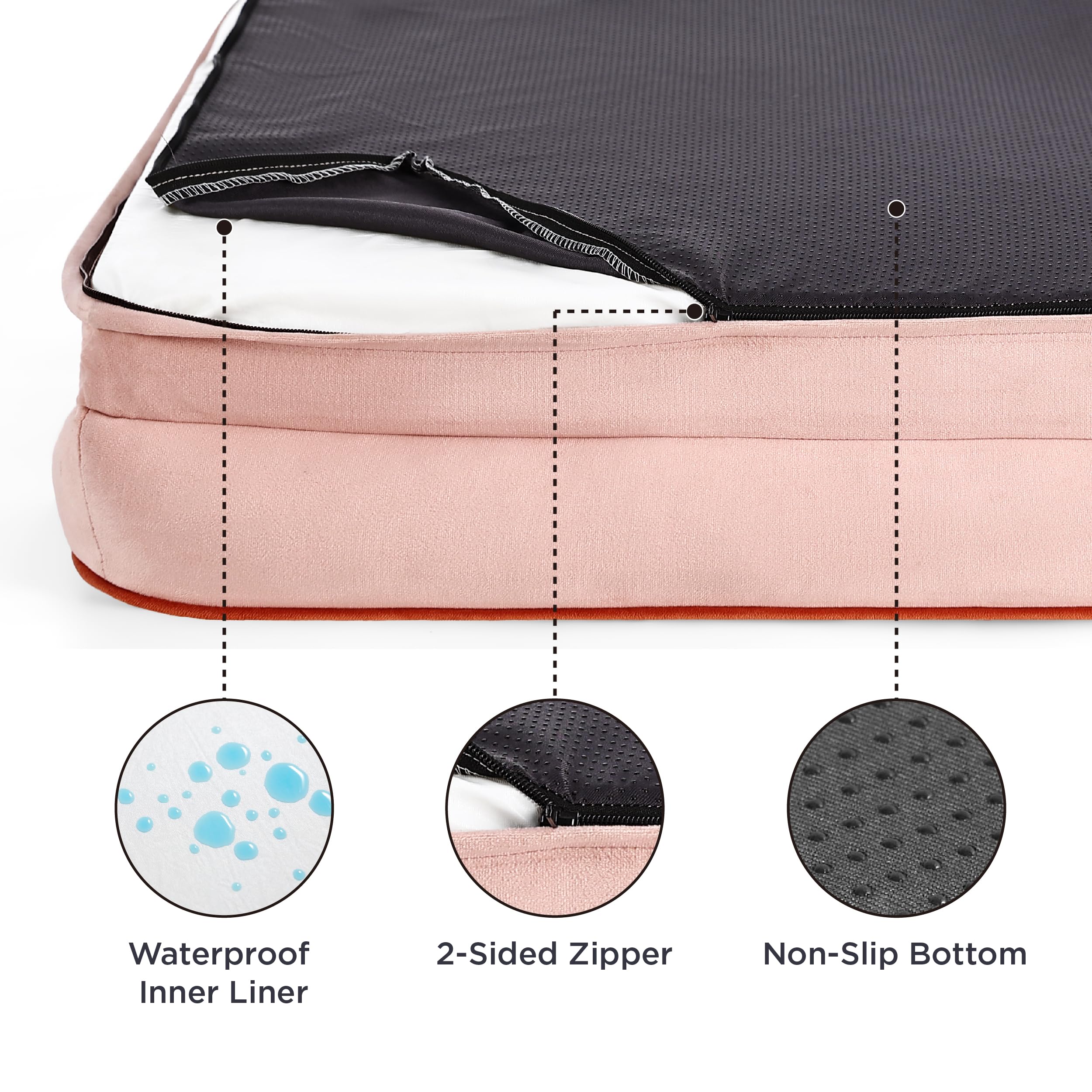 Foto 5 pulgar | Cama Ortopédica Para Perros Grandes, Impermeable, Rosa - Venta Internacional.