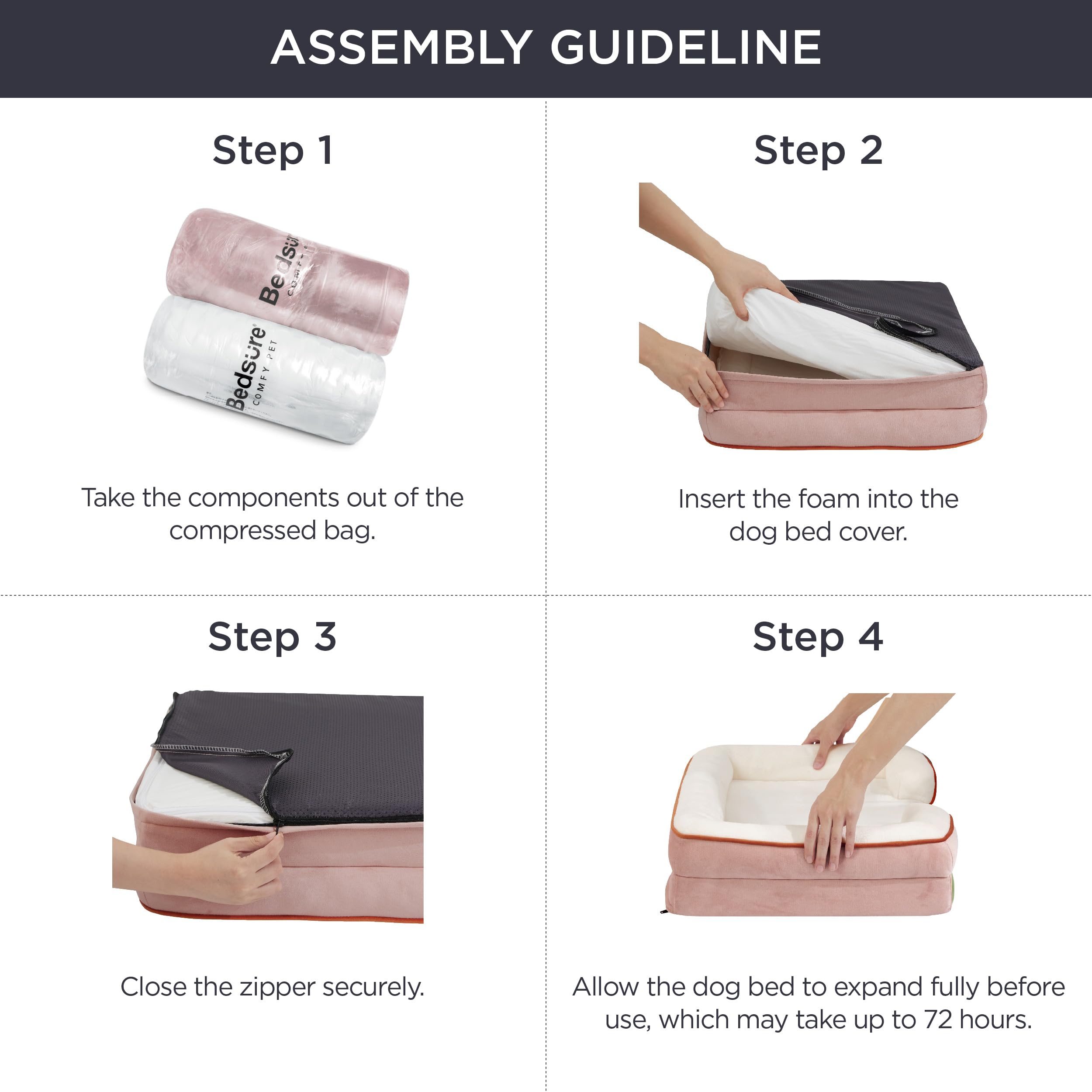 Foto 7 pulgar | Cama Ortopédica Para Perros Grandes, Impermeable, Rosa - Venta Internacional.