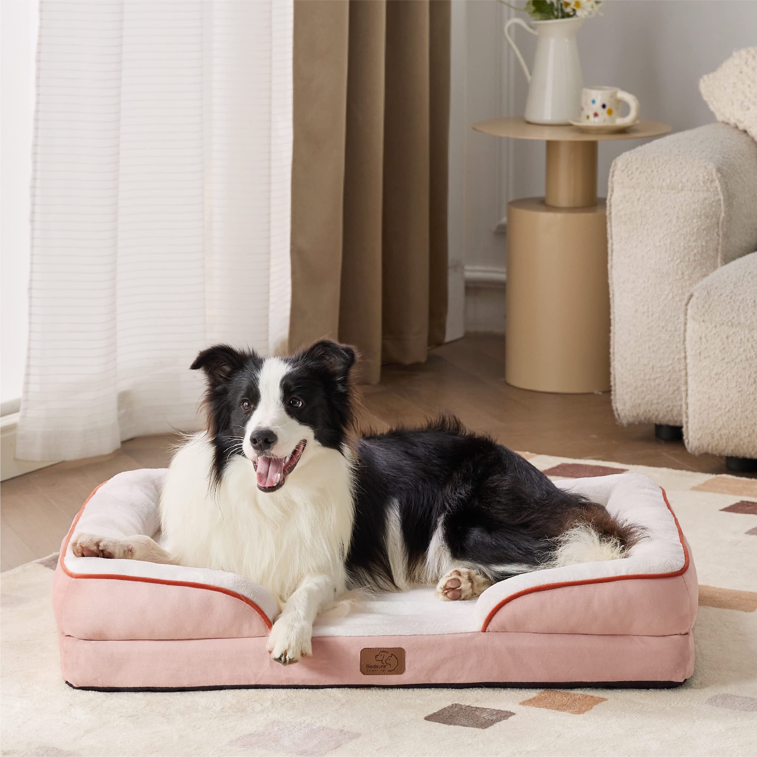 Foto 8 pulgar | Cama Ortopédica Para Perros Grandes, Impermeable, Rosa - Venta Internacional.