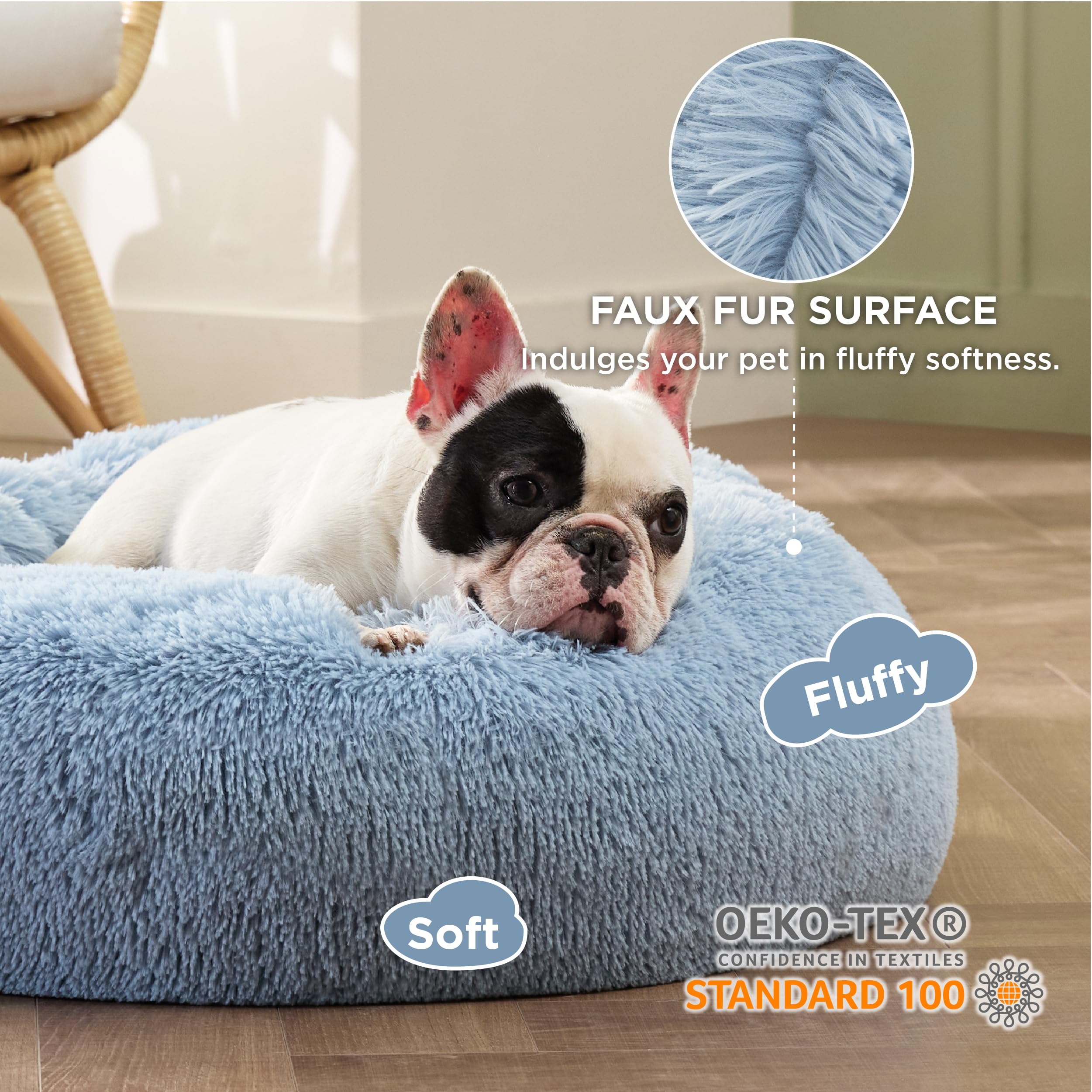 Foto 3 pulgar | Cama Para Perros Bedsure Calming Donut, Lavable Para Perros Pequeños, Color Azul - Venta Internacional.