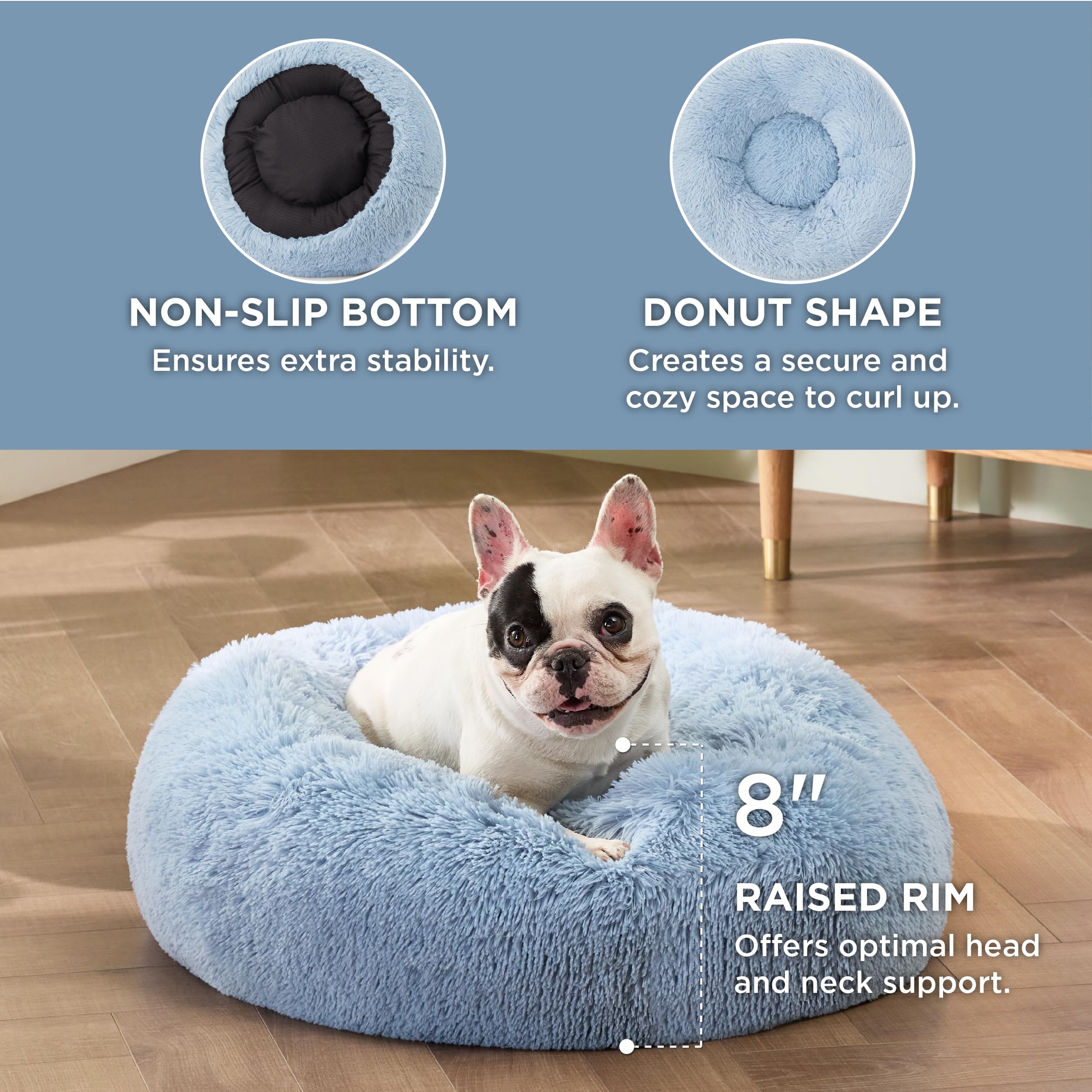 Foto 4 pulgar | Cama Para Perros Bedsure Calming Donut, Lavable Para Perros Pequeños, Color Azul - Venta Internacional.