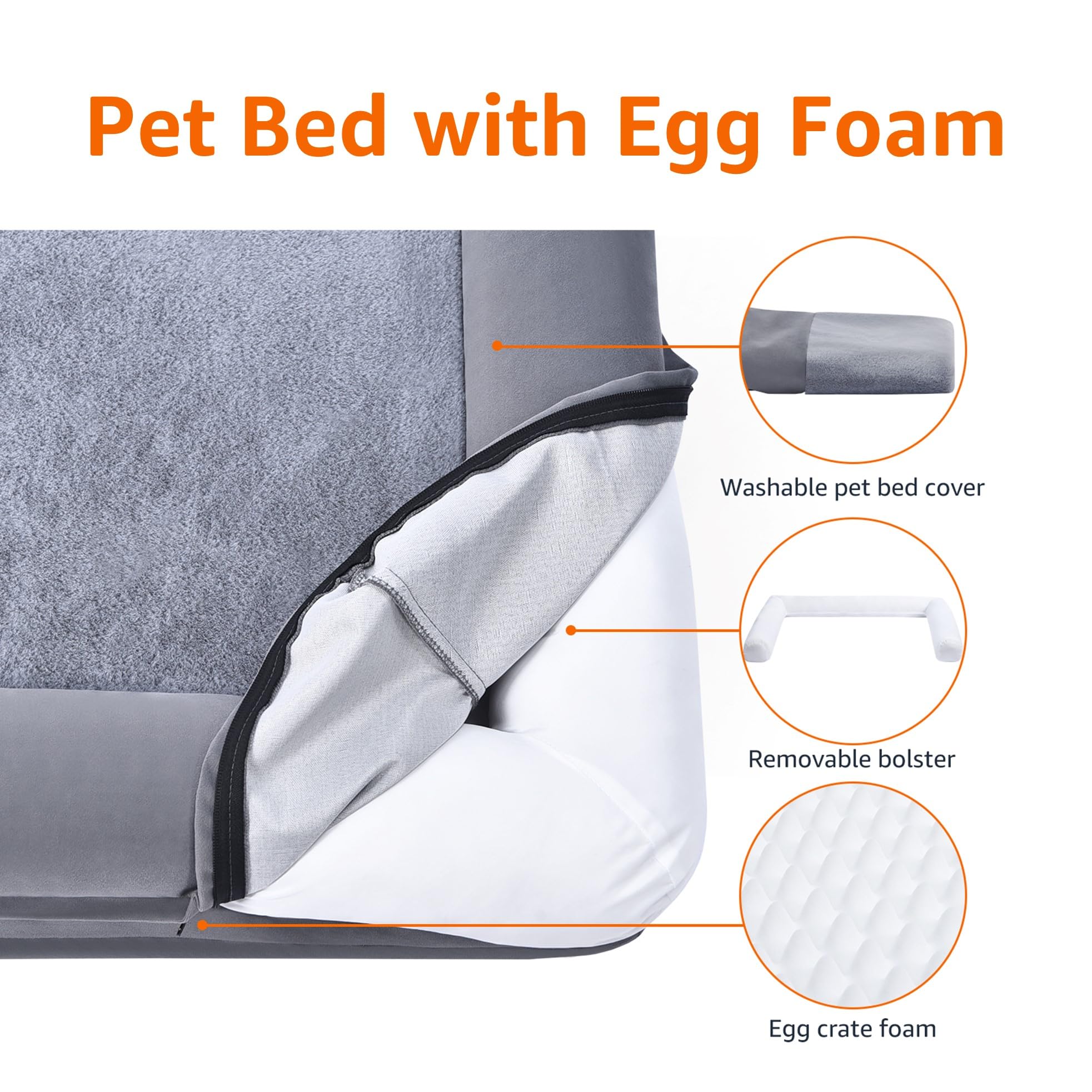 Foto 4 pulgar | Cama Para Mascotas Amazon Basics, Sofá De Espuma Para Sala De Estar, Color Gris, 76 X 51 Cm - Venta Internacional.