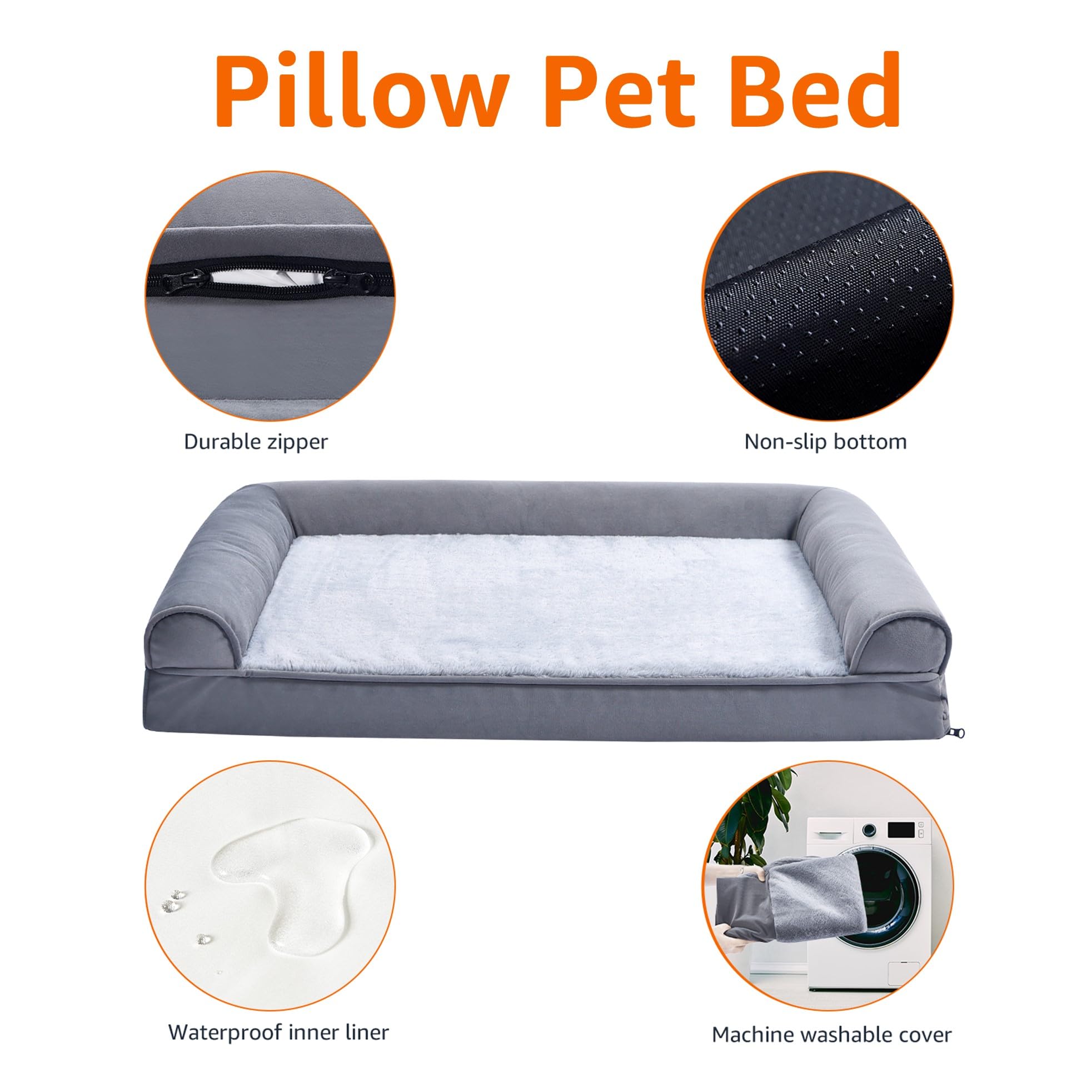 Foto 6 pulgar | Cama Para Mascotas Amazon Basics, Sofá De Espuma Para Sala De Estar, Color Gris, 76 X 51 Cm - Venta Internacional.