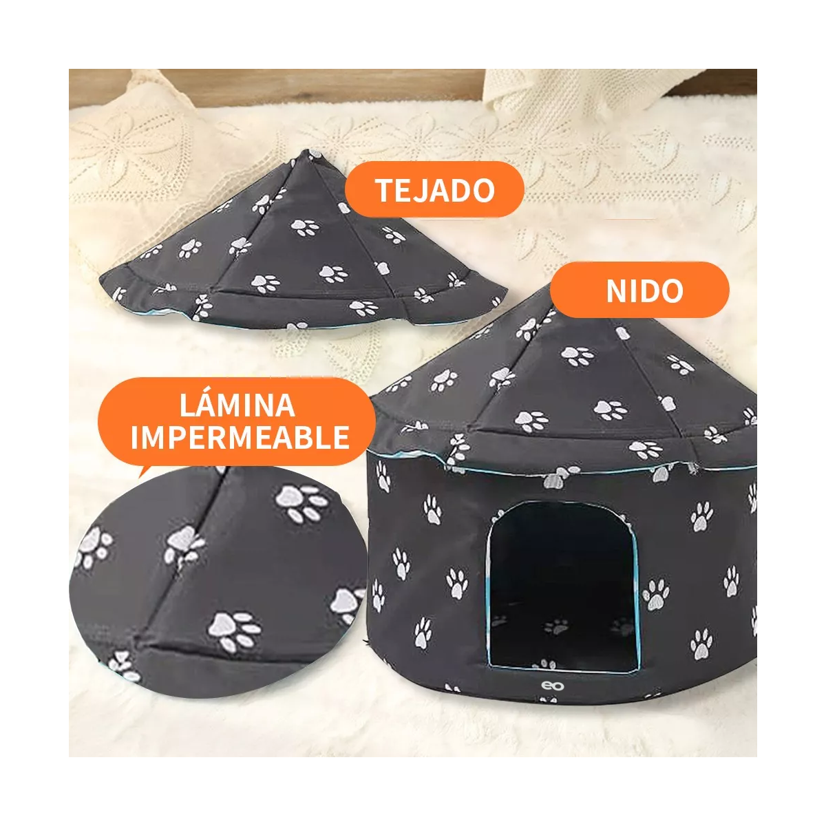 Foto 5 pulgar | Nido Impermeable Desmontable Para Mascotas Eo Safe Imports Esi-14717-1 Negro