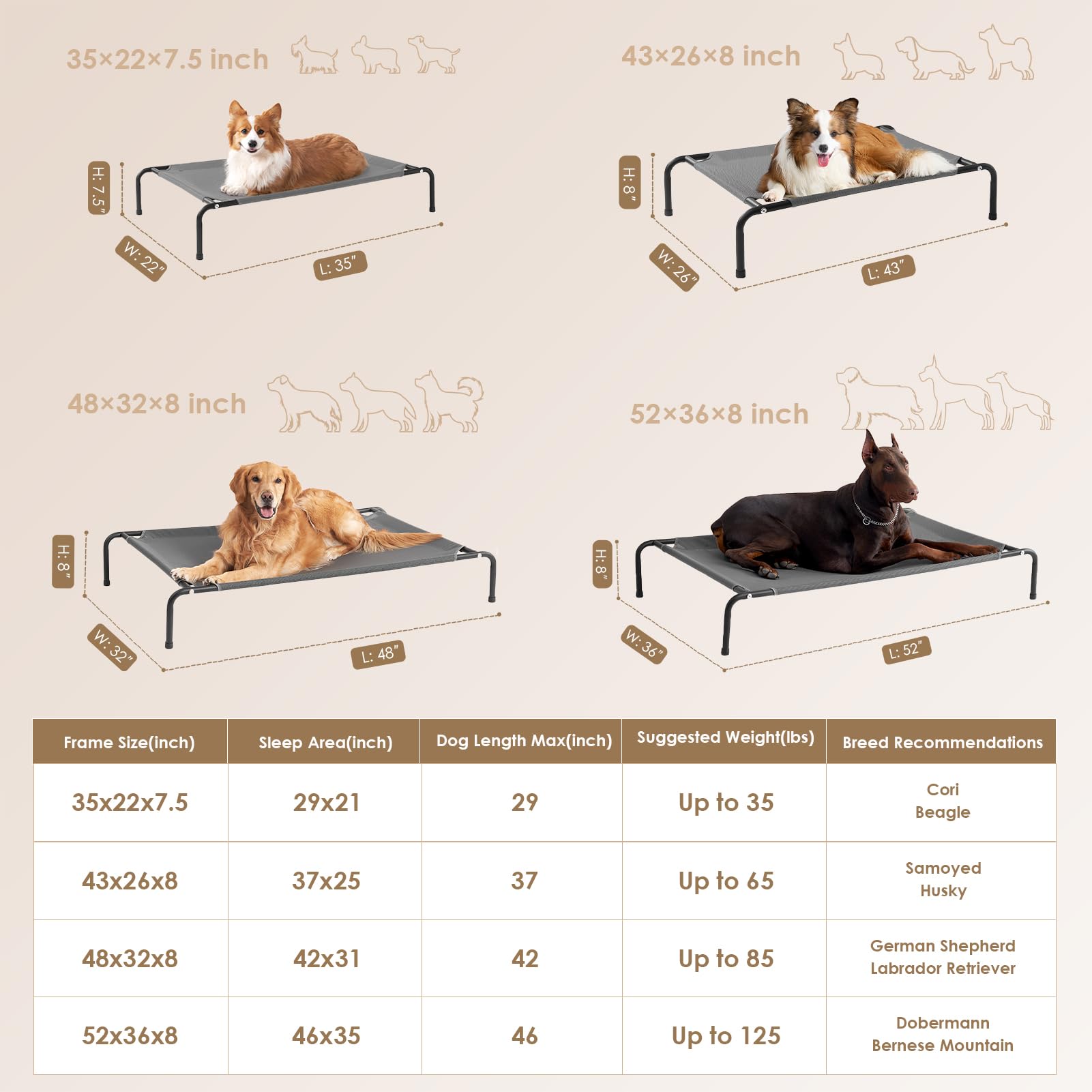 Foto 5 pulgar | Cuna Elevada Para Perros Eheyciga Para Perros Grandes De 35 A 125 Libras - Venta Internacional.
