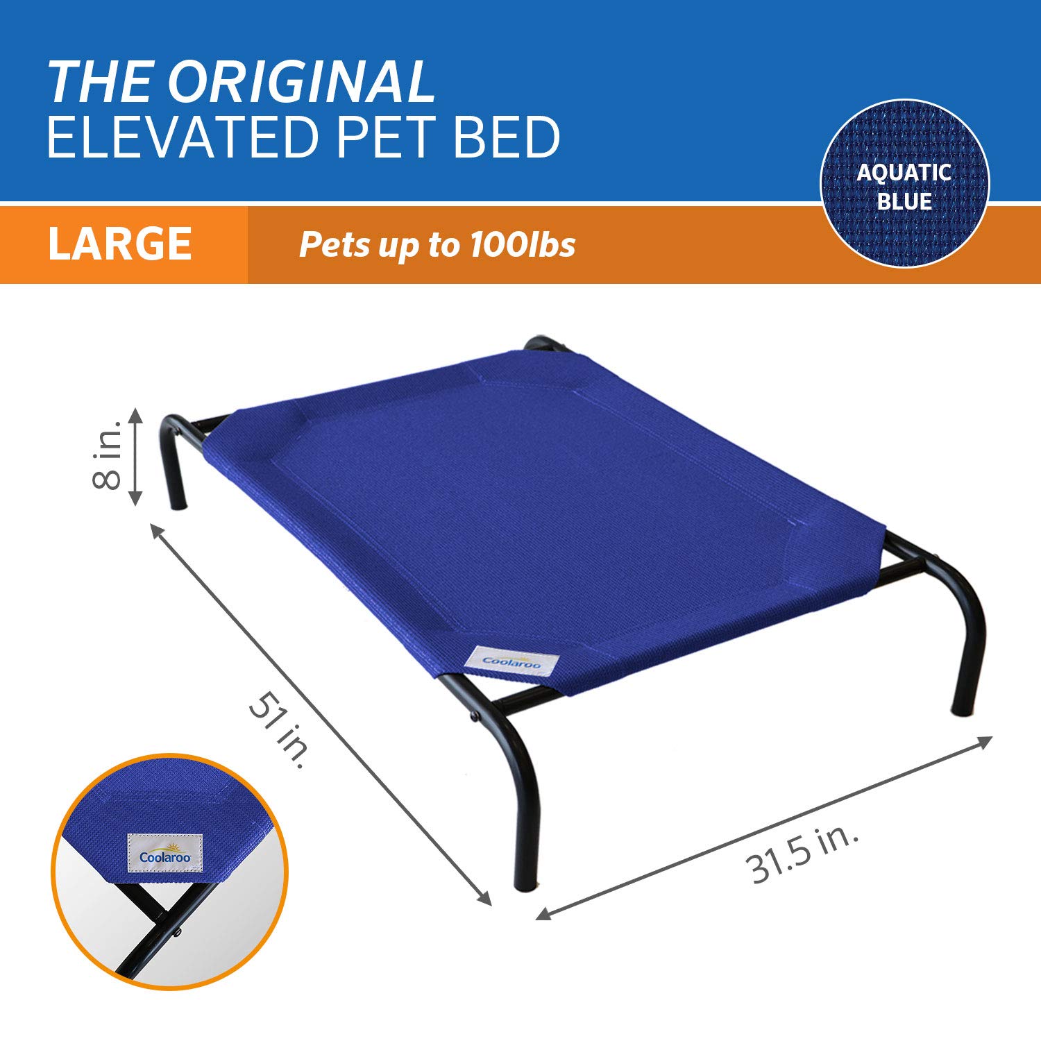 Foto 5 pulgar | Cama Coolaroo Coolaroo Elevated Para Perros, Grande, Azul Acuático - Venta Internacional.