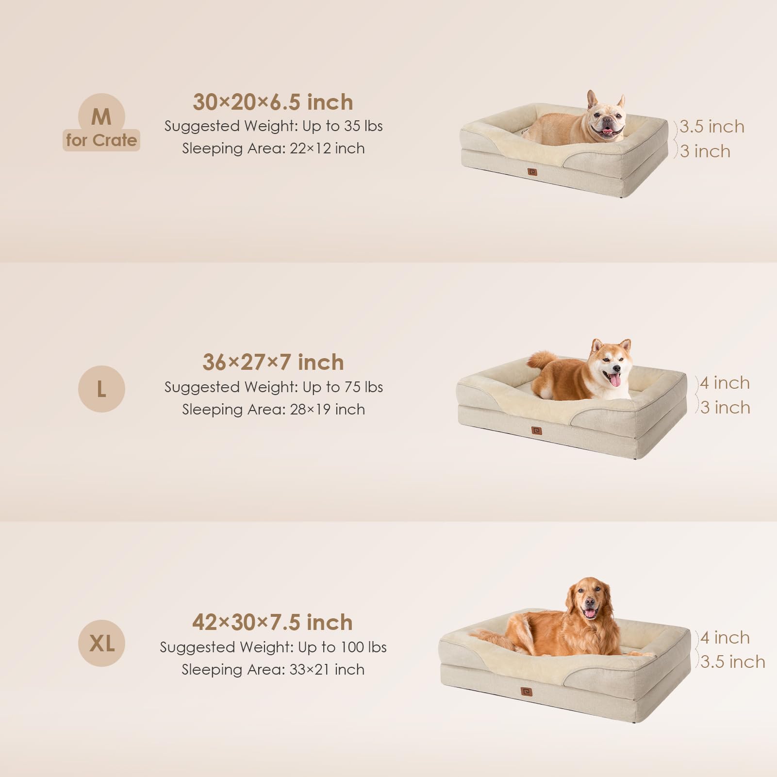 Foto 6 pulgar | Cama Para Perros Eheyciga Memory Foam Xl, Ortopédica, Impermeable, 42 X 30 X 7,5 Cm - Venta Internacional.