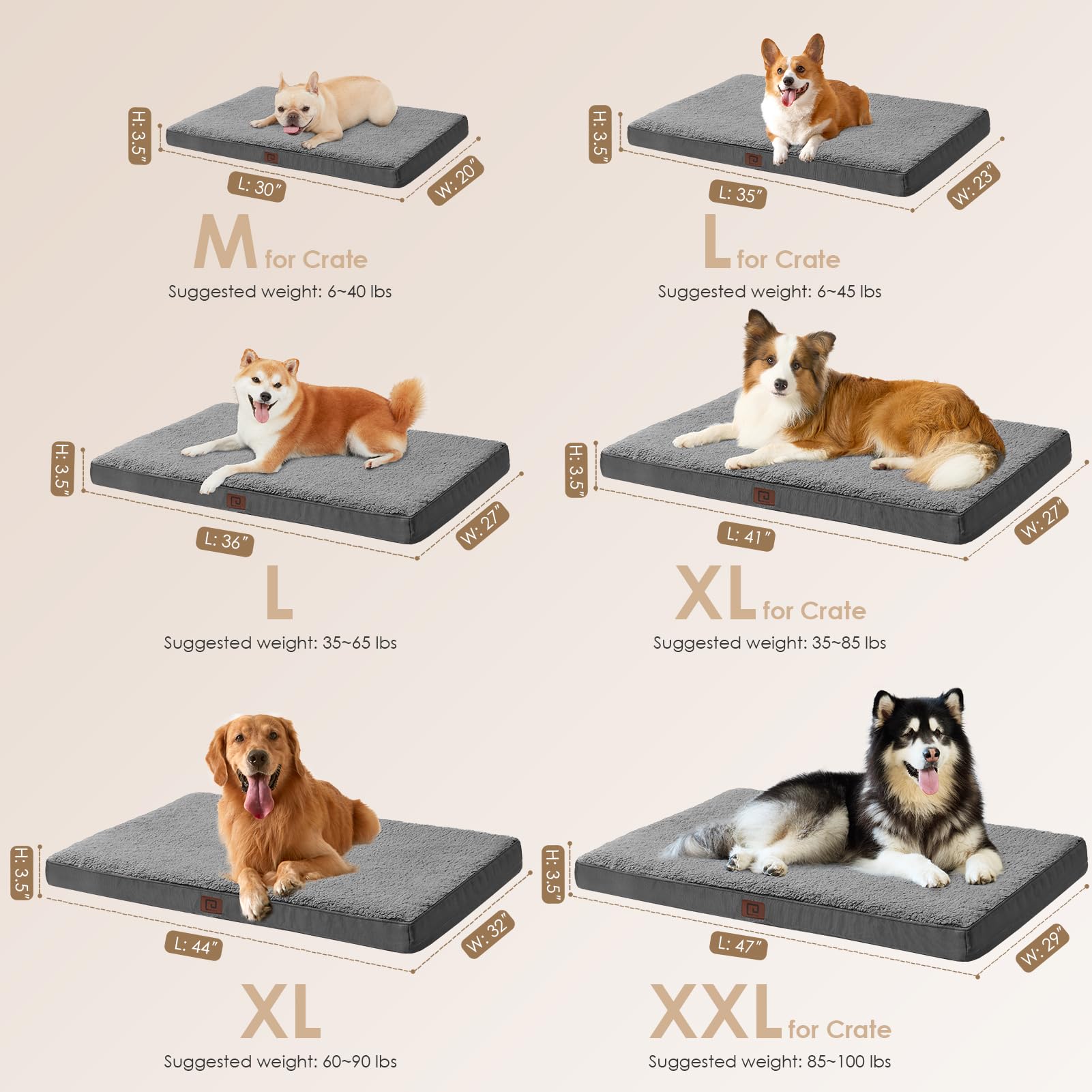 Foto 4 pulgar | Cama Ortopédica Para Perros Eheyciga Xxl Para Perros Gigantes, Gris, 120 X 75 Cm - Venta Internacional.
