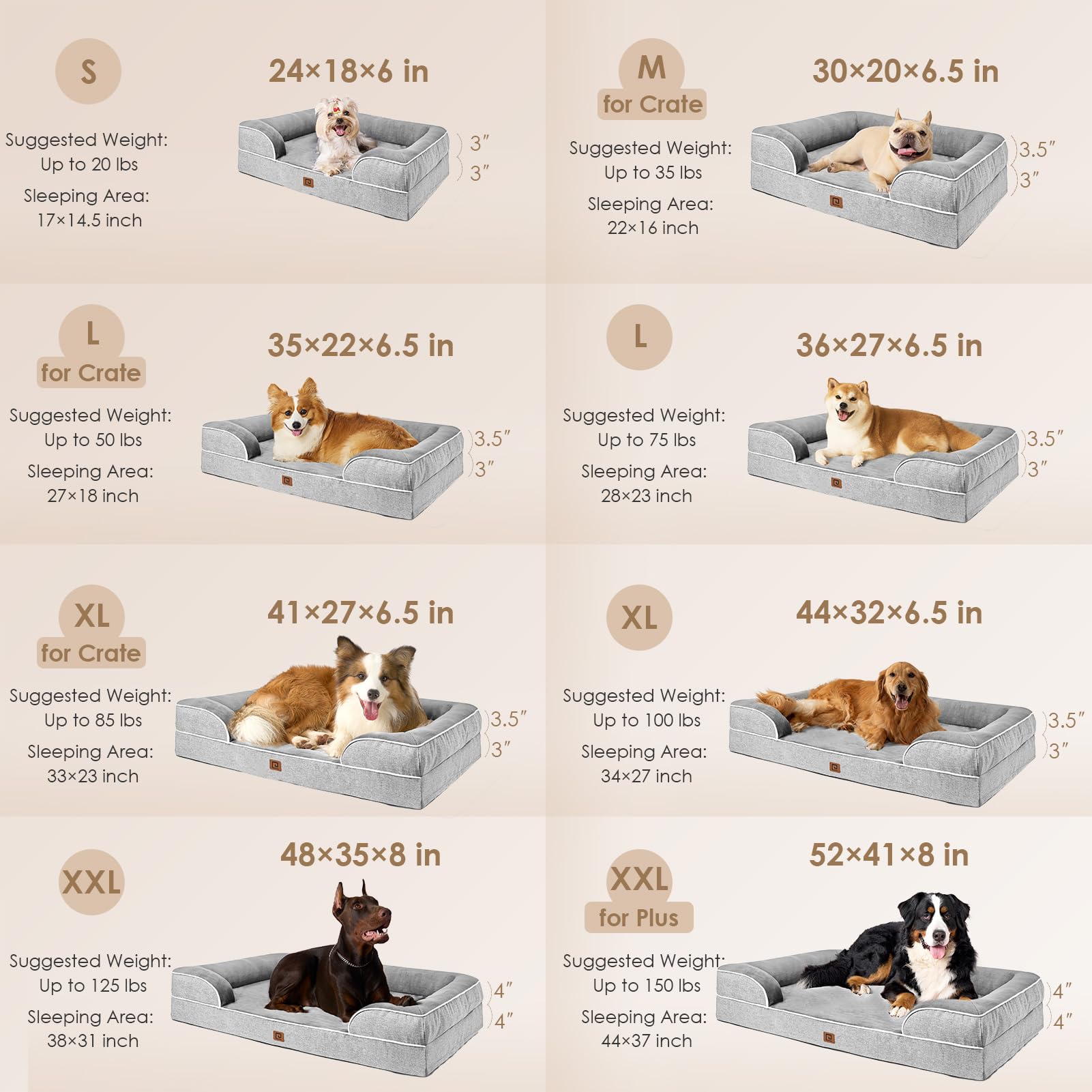 Foto 2 | Cama Ortopédica Para Perros Eheyciga, Impermeable, Viscoelástica, Gris - Venta Internacional.