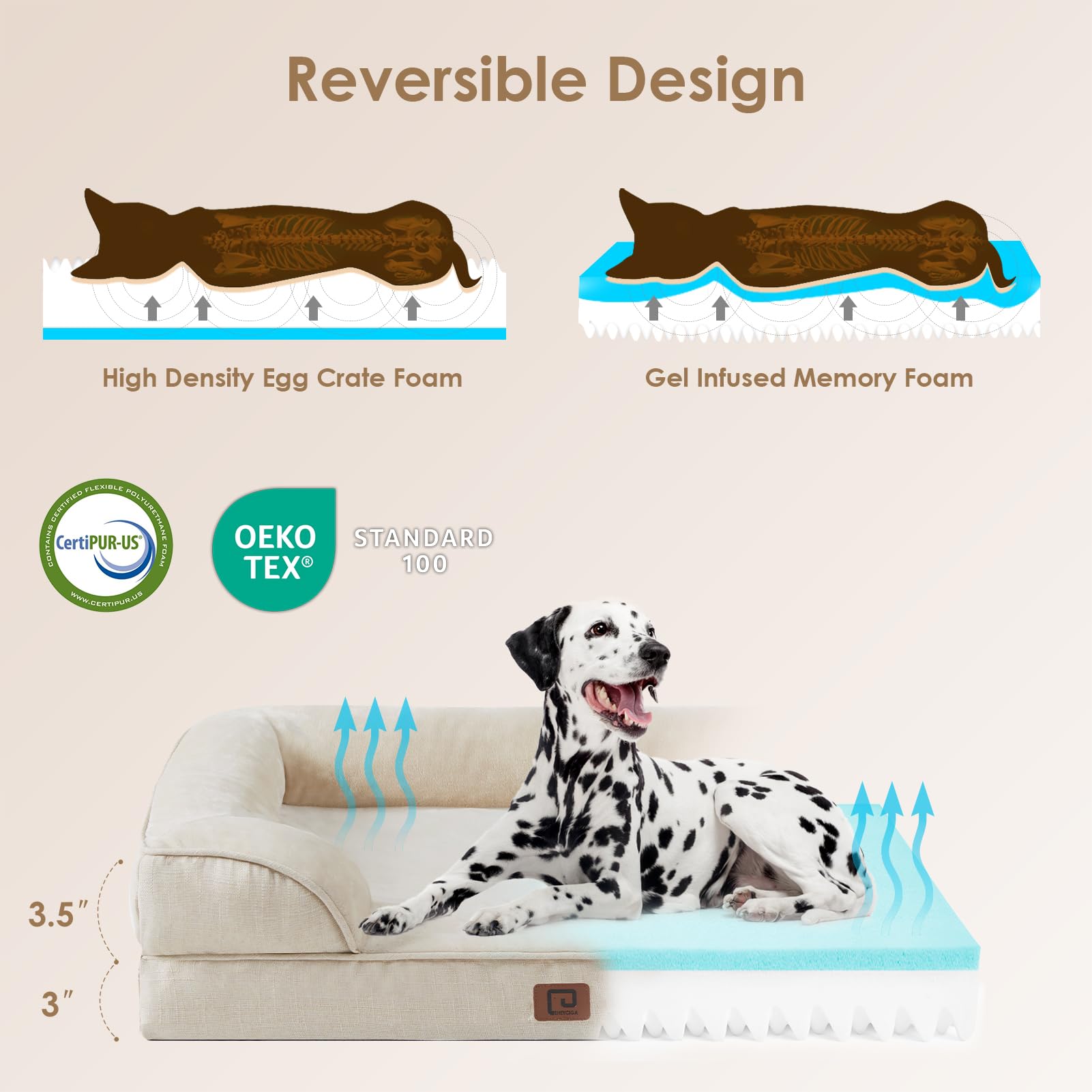 Foto 5 pulgar | Cama Ortopédica Para Perros Eheyciga, Extragrande, De Espuma Viscoelástica Impermeable - Venta Internacional.