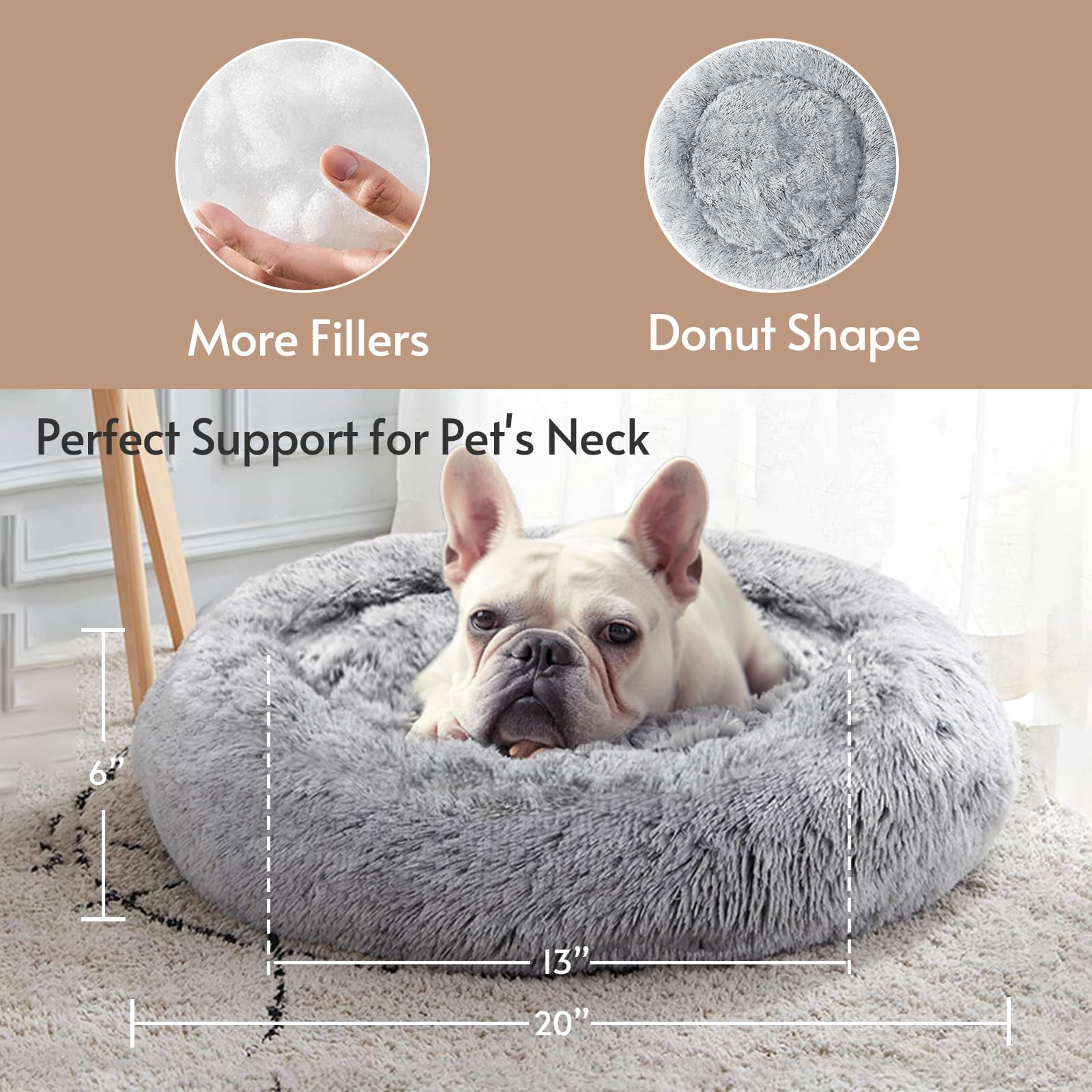 Foto 4 | Cama Para Mascotas Jollyvogue, Pequeño Y Relajante, Con Forma De Rosquilla, Para Perros Y Gatos - Venta Internacional.