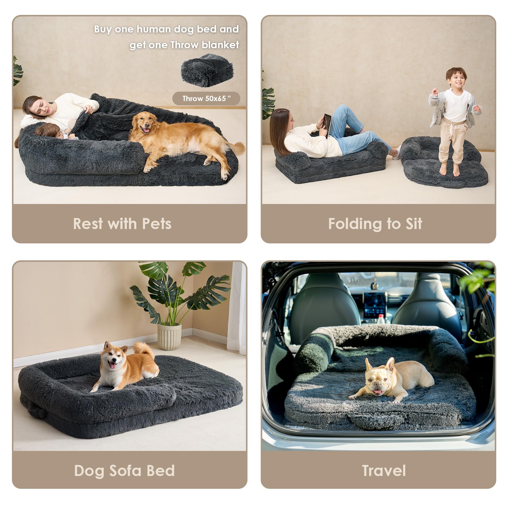 Foto 8 pulgar | Cama Para Perros Eheyciga, Plegable, Ortopédica, Espuma Viscoelástica, Gris Oscuro - Venta Internacional.