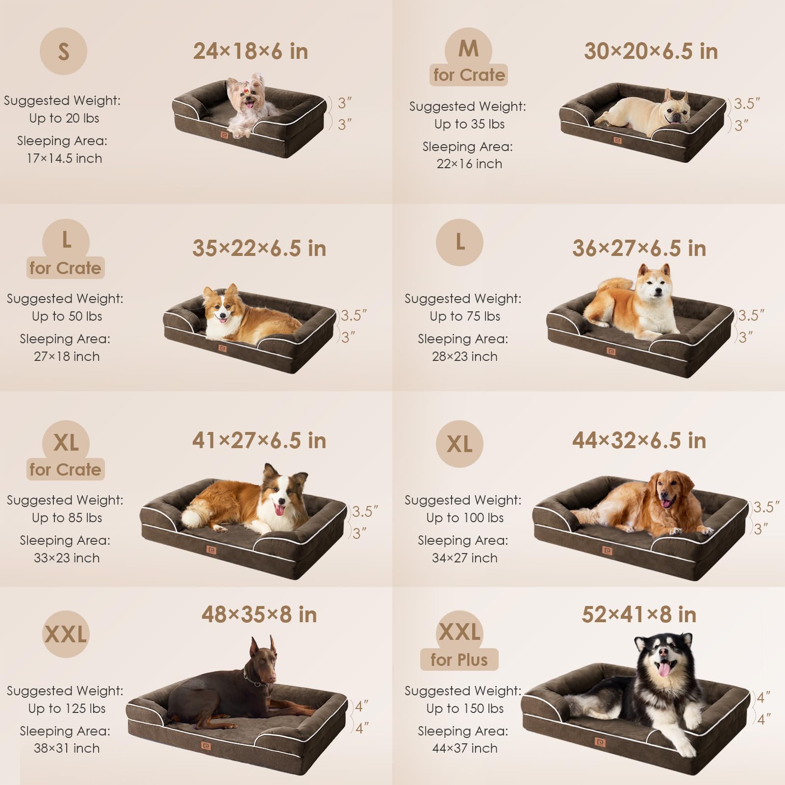 Foto 3 pulgar | Cama Ortopédica Para Perros Eheyciga Xl, Impermeable, Espuma Viscoelástica, Marrón - Venta Internacional.
