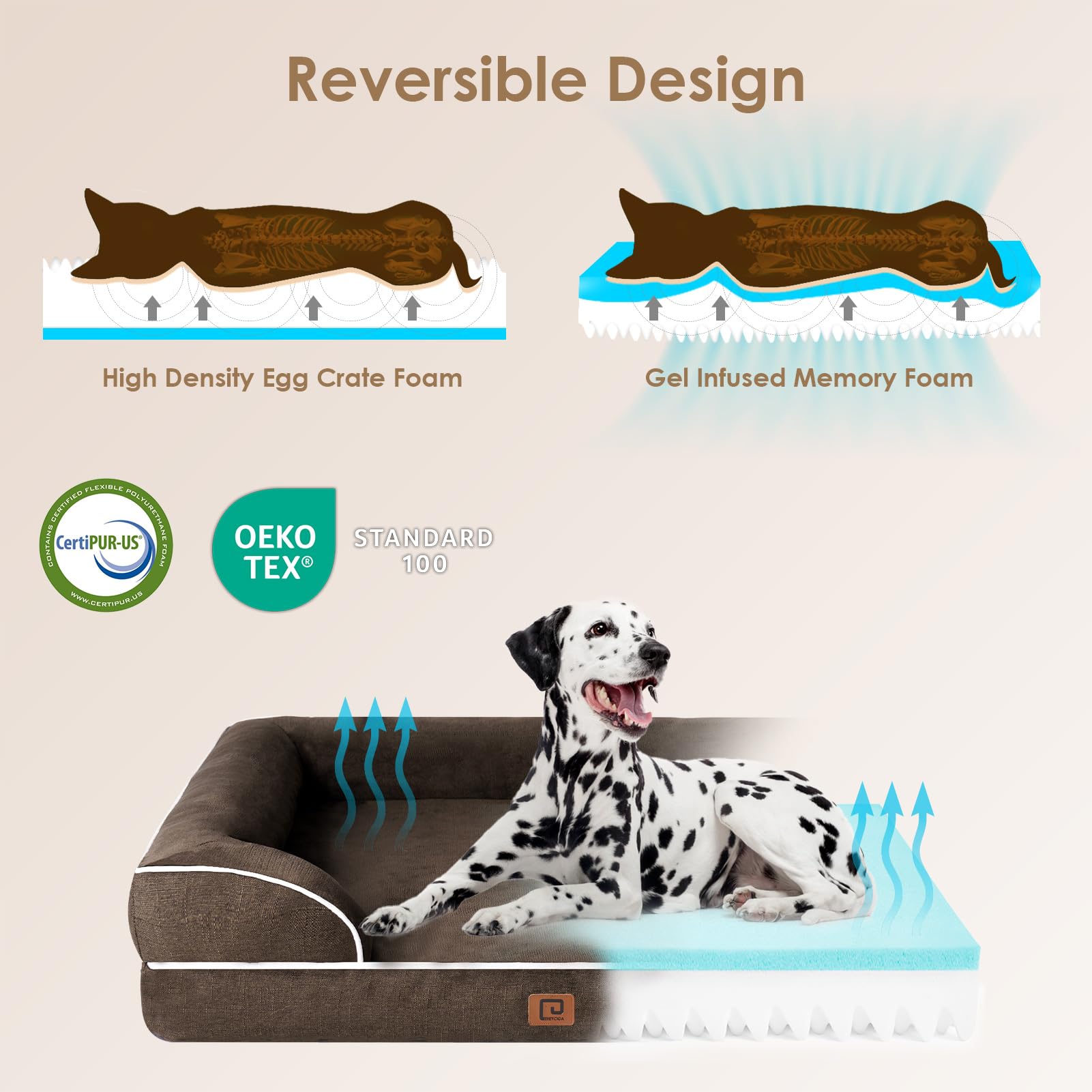 Foto 5 pulgar | Cama Ortopédica Para Perros Eheyciga Xl, Impermeable, Espuma Viscoelástica, Marrón - Venta Internacional.