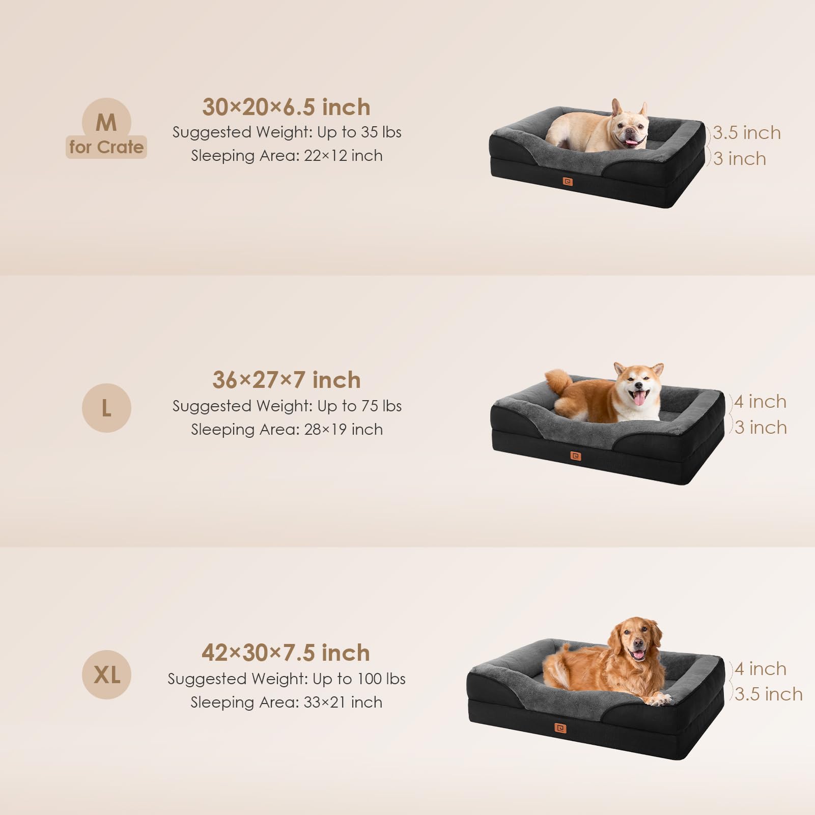 Foto 6 pulgar | Cama Para Perros Eheyciga Sofá Ortopédico Extra Grande De Espuma Viscoelástica Xl - Venta Internacional.