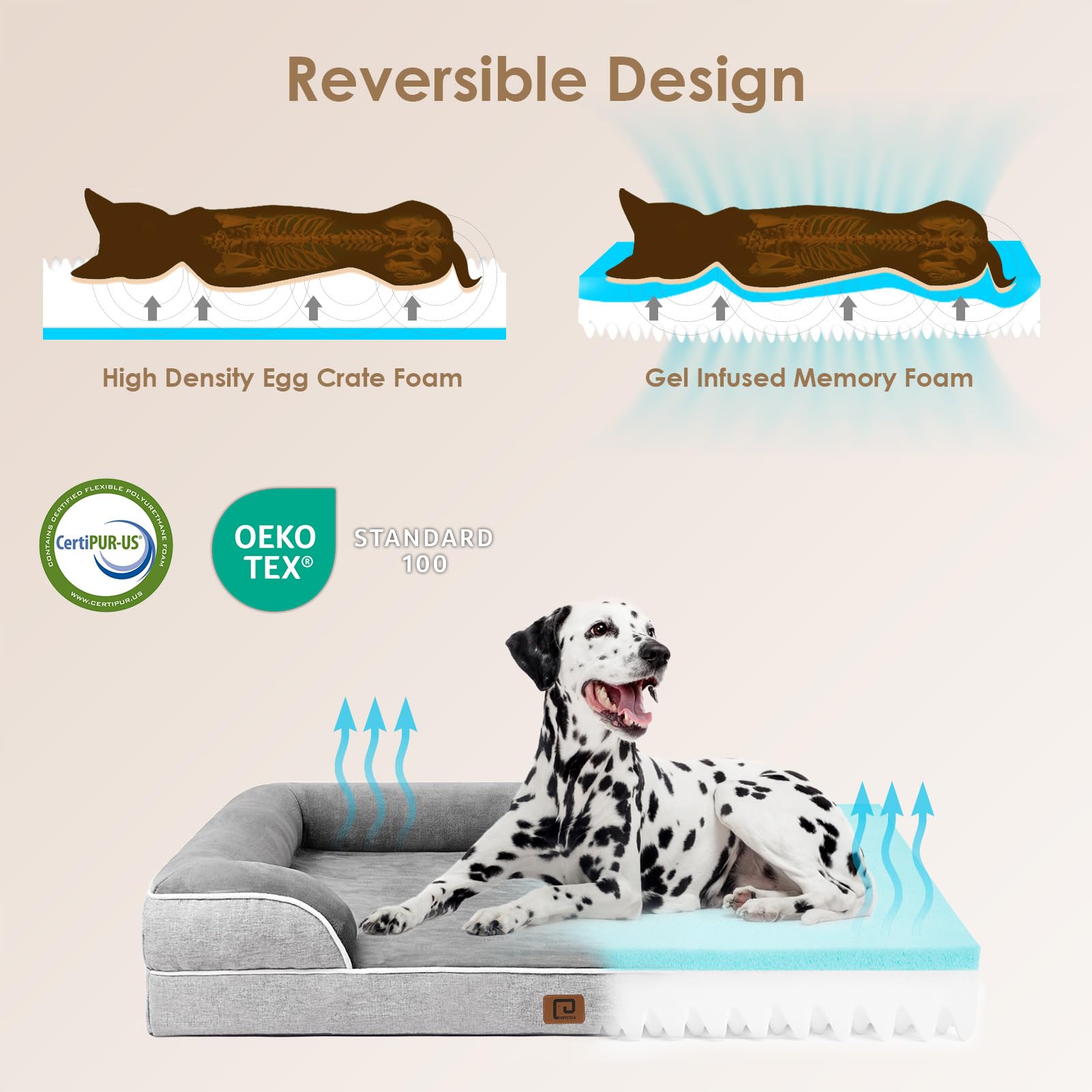 Foto 4 | Cama Para Perros Eheyciga Orthopedic Xl, Impermeable, Viscoelástica, Gris - Venta Internacional.