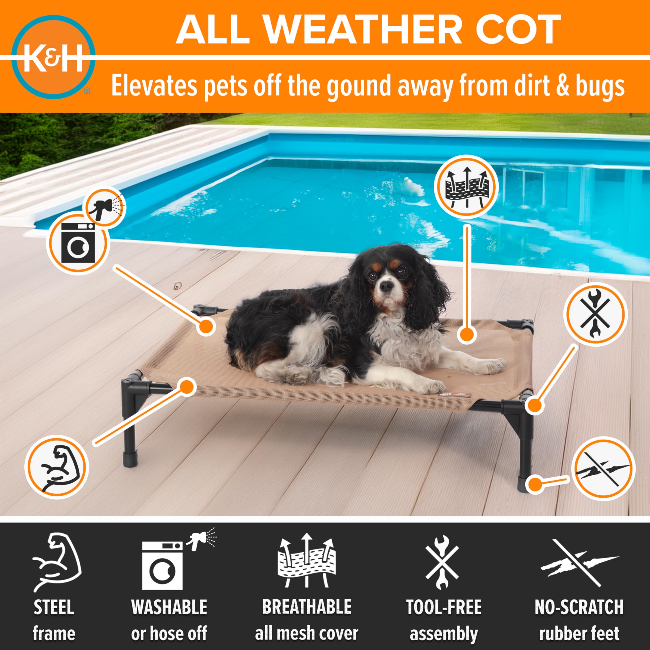 Foto 3 pulgar | Cuna Para Perros K&h Pet Products, Cama De Refrigeración Elevada Para Exteriores, Tamaño M - Venta Internacional.