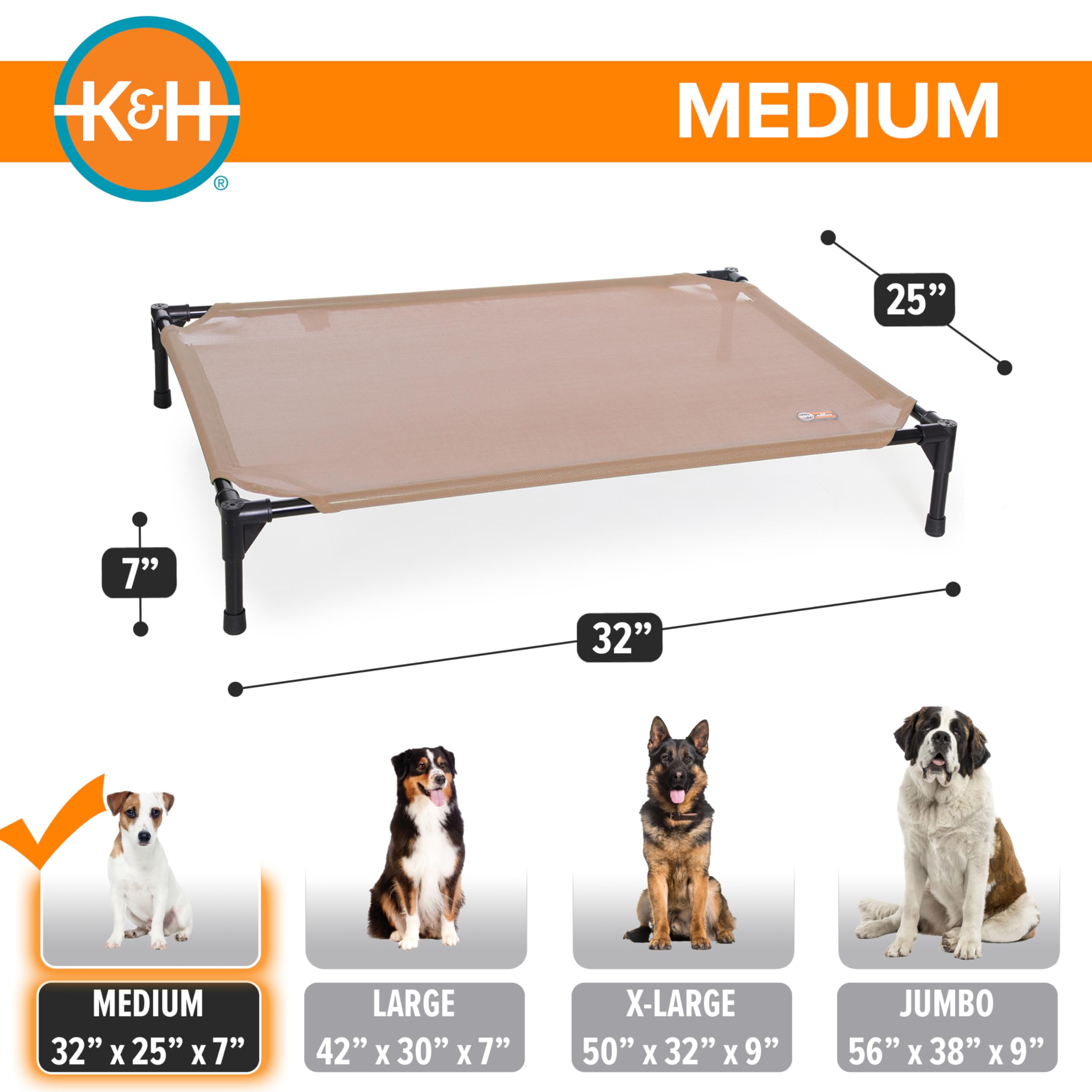 Foto 5 pulgar | Cuna Para Perros K&h Pet Products, Cama De Refrigeración Elevada Para Exteriores, Tamaño M - Venta Internacional.