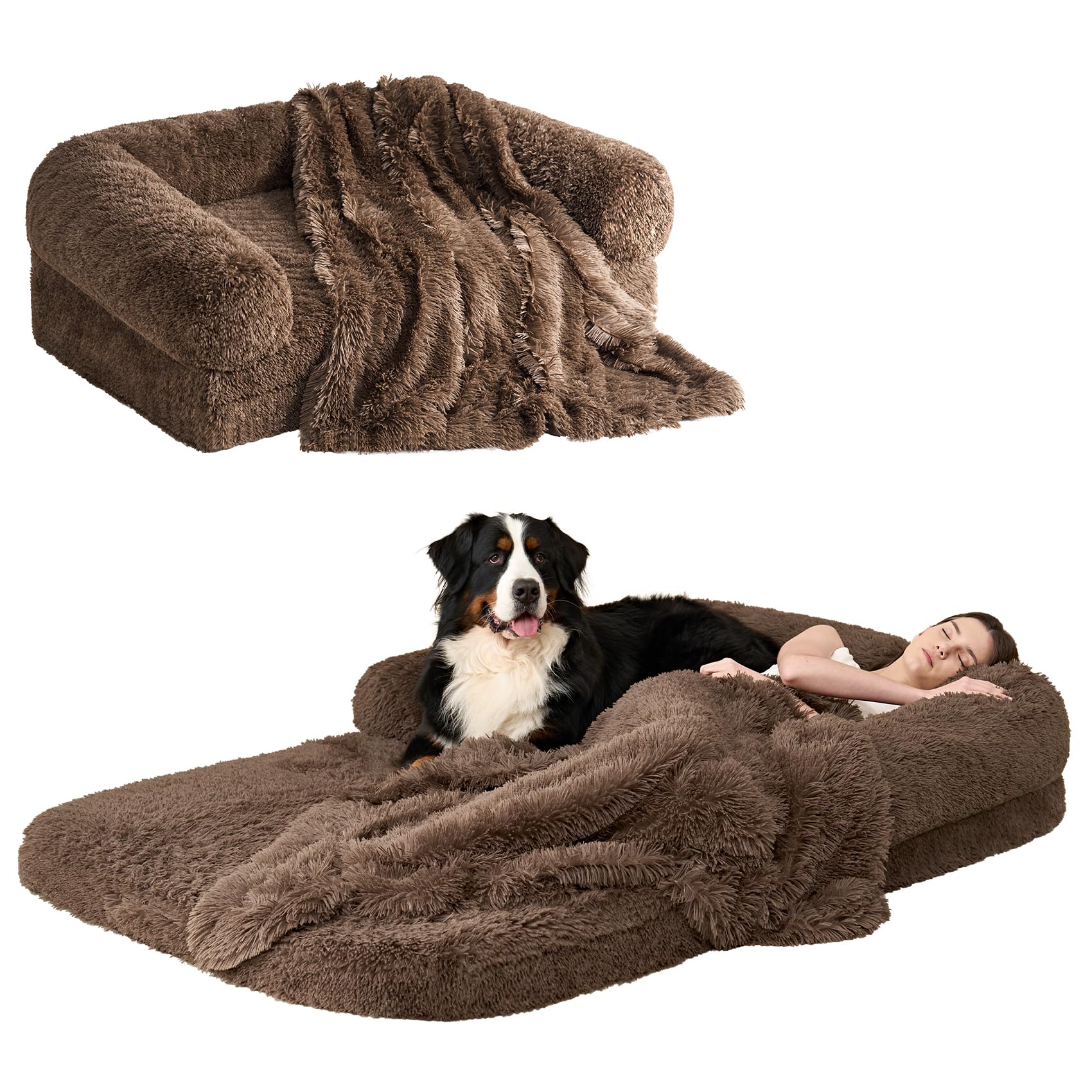 Cama Para Perros Humanos Eheyciga, Plegable, Ortopédica, Espuma Viscoelástica, Marrón - Venta Internacional.