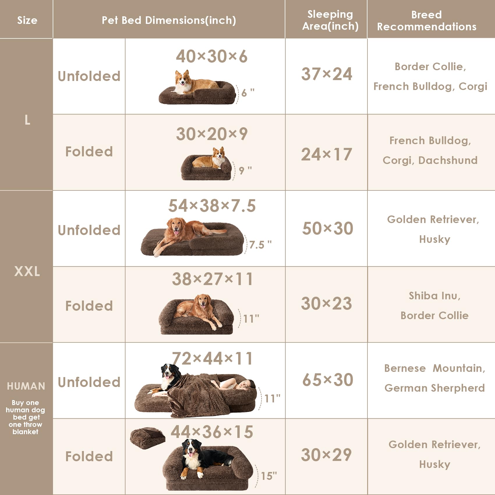 Foto 3 pulgar | Cama Para Perros Humanos Eheyciga, Plegable, Ortopédica, Espuma Viscoelástica, Marrón - Venta Internacional.